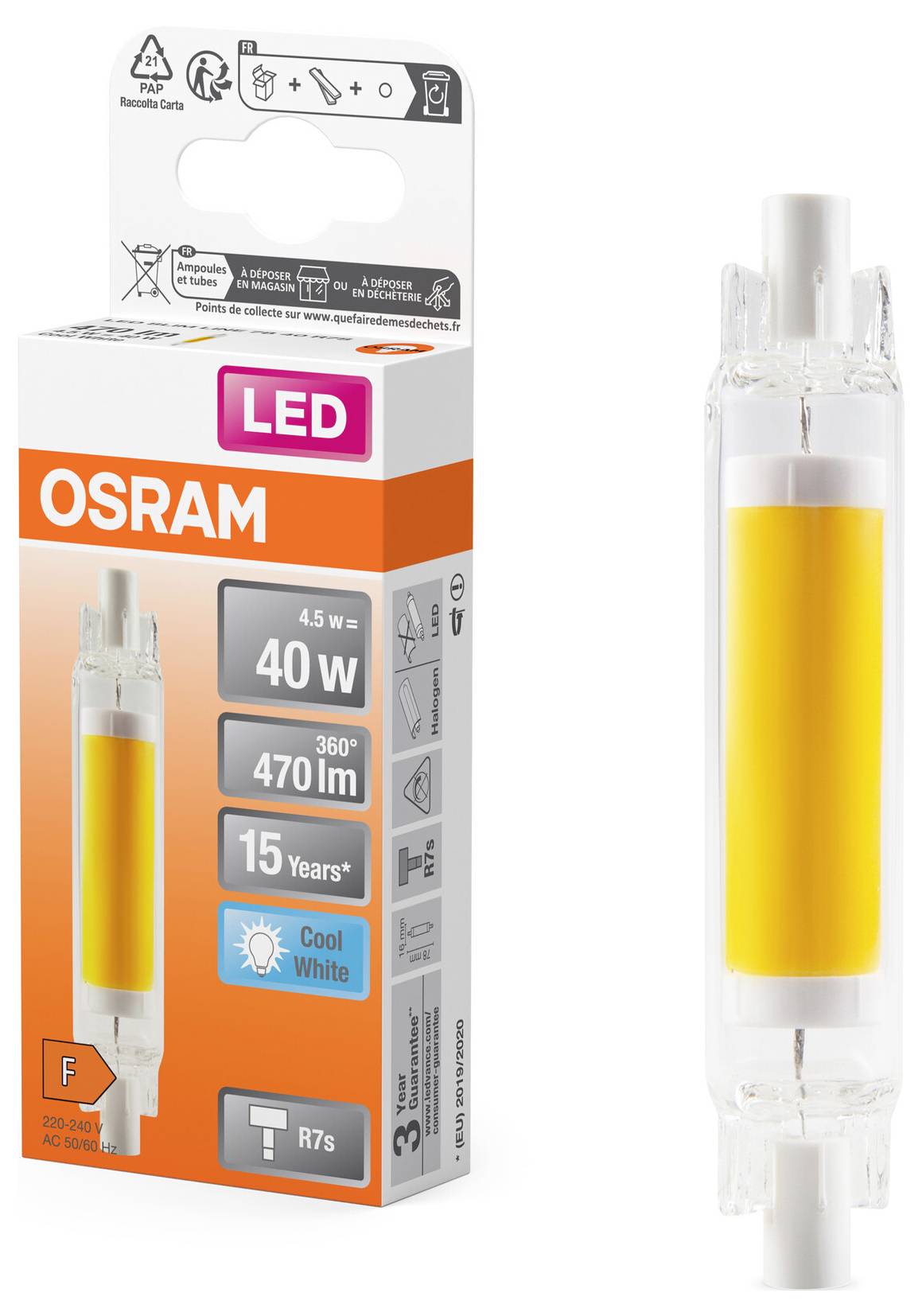 OSRAM HOMELIGHTING 4058075840461 LED EEK F (A - G) R7s 4.5W = 40W Neutralweiß (Ø x H) 16mm x 16mm 1St.