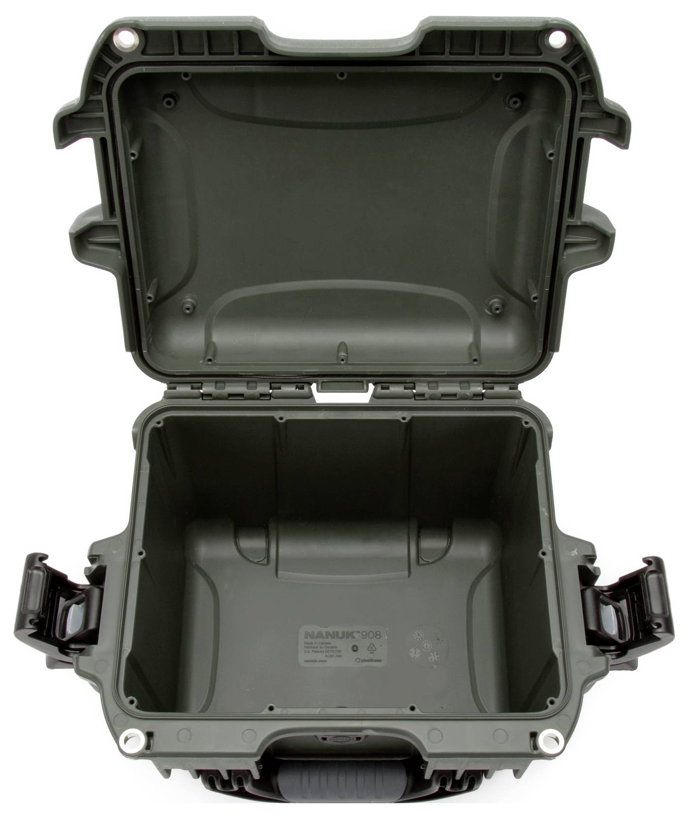 Der Koffer ist offen und leer, mit robustem grauem Kunststoffgehäuse, geeignet für den sicheren Transport empfindlicher Gegenstände.