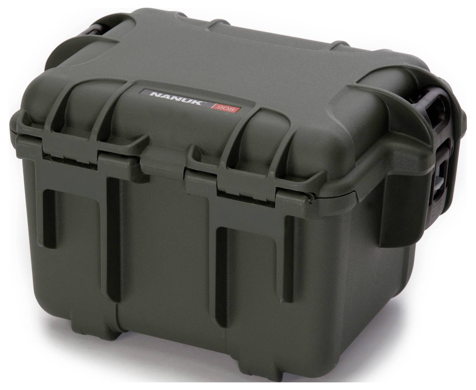 Robuster schwarzer Schutzkoffer mit Schnappverschlüssen und der Aufschrift 'Nanuk 909'. Ideal für sicheren Transport empfindlicher Ausrüstung.