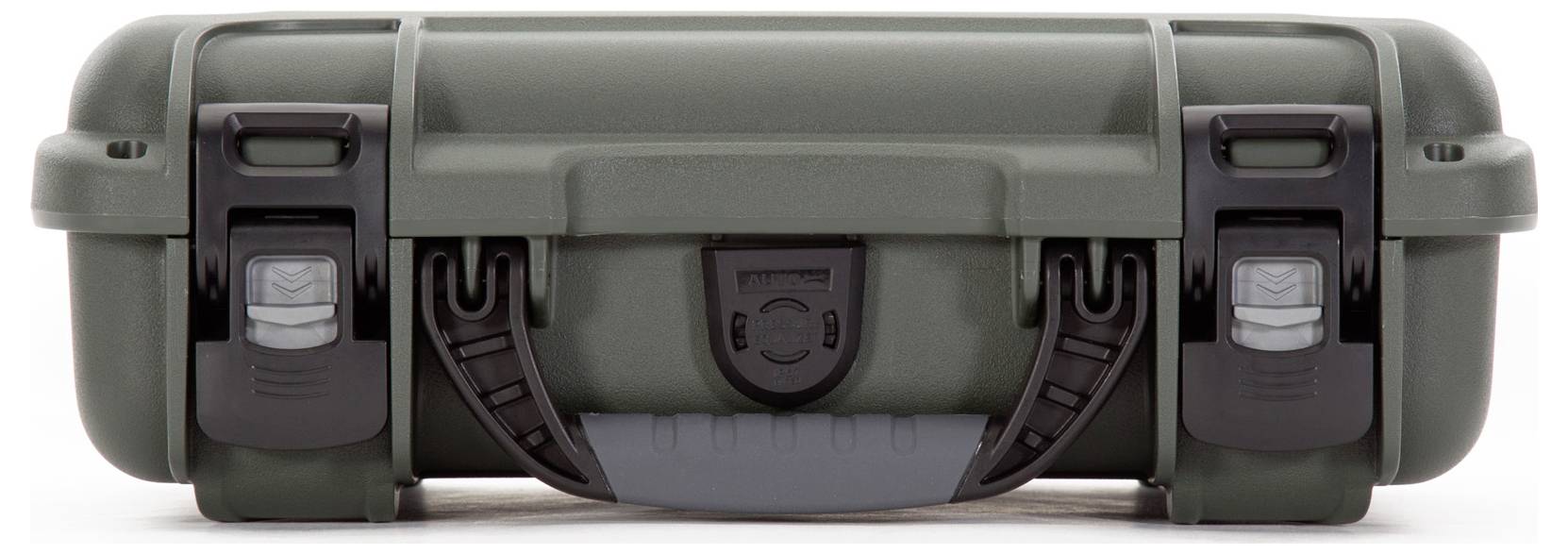 Ein robuster, grauer, abschließbarer Koffer mit stabilen Verschlüssen und einer Trageschlaufe, geeignet für den sicheren Transport von Ausrüstung.