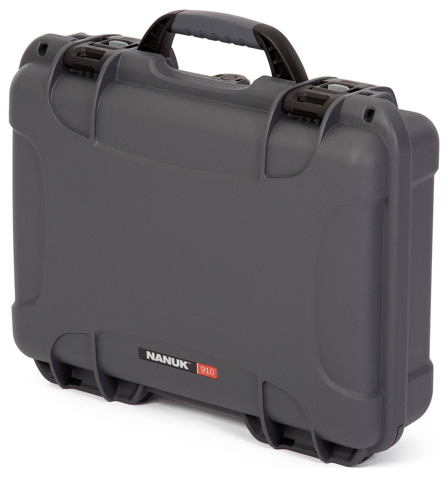 Ein grauer, robuster Koffer mit Griff, der für den sicheren Transport sensibler Gegenstände geeignet ist.