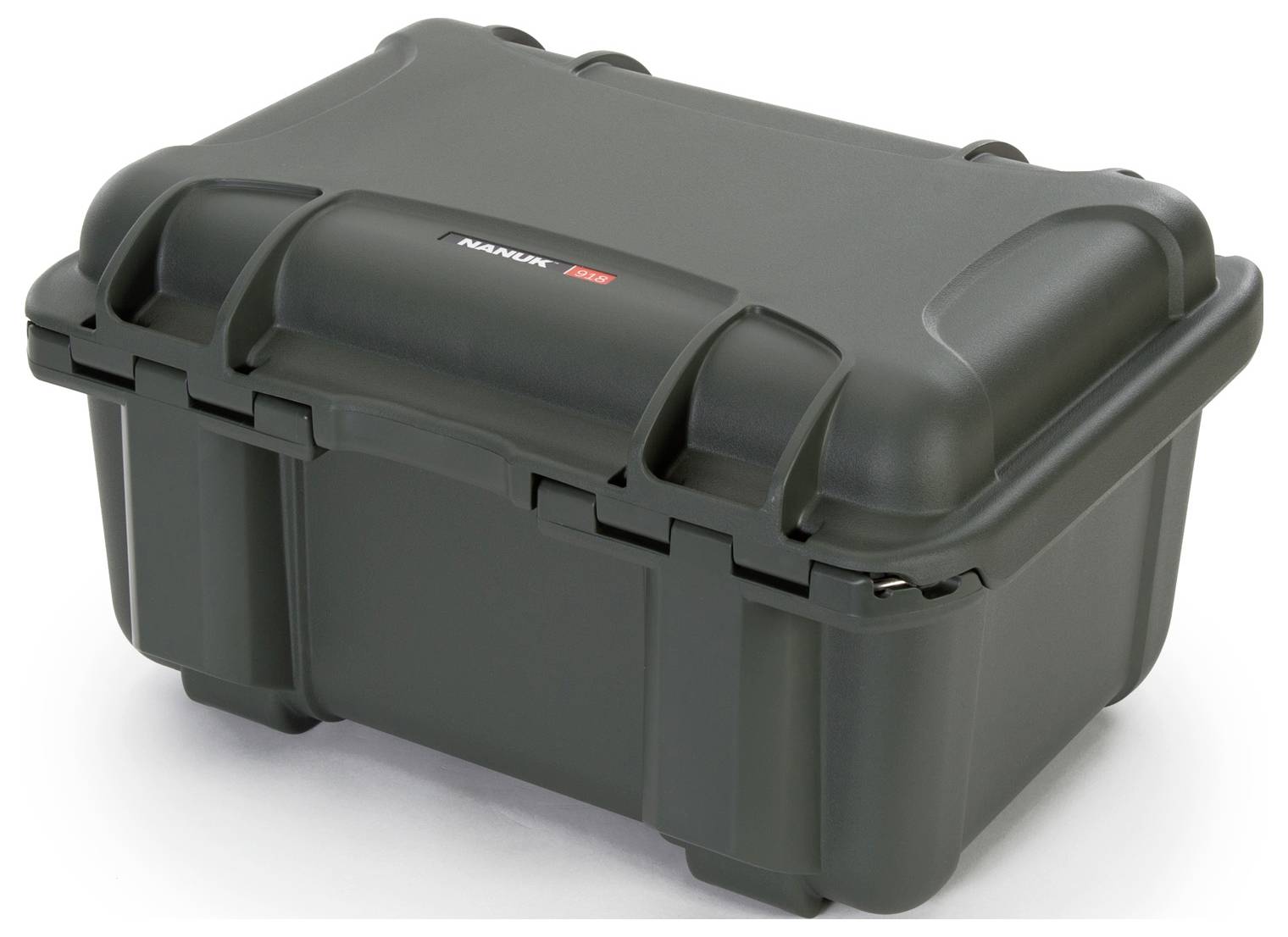 Ein robuster, dunkelgrauer Schutzkoffer mit verstärkten Ecken, geeignet für den sicheren Transport empfindlicher Gegenstände.