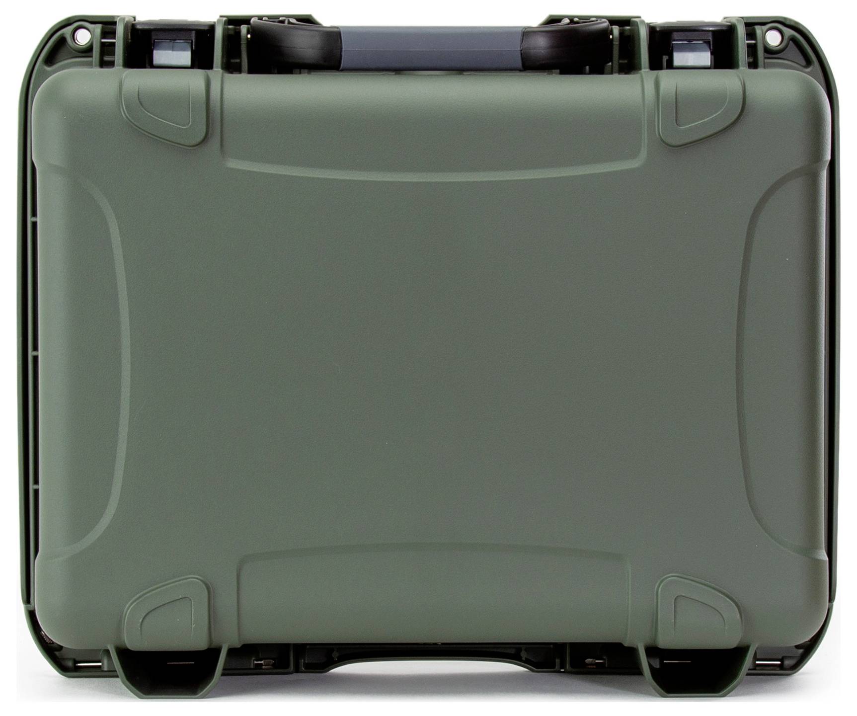 Ein robuster, olivgrüner Sicherheitskoffer mit abgerundeten Ecken und integriertem Griff. Ideal für den sicheren Transport von Ausrüstung.