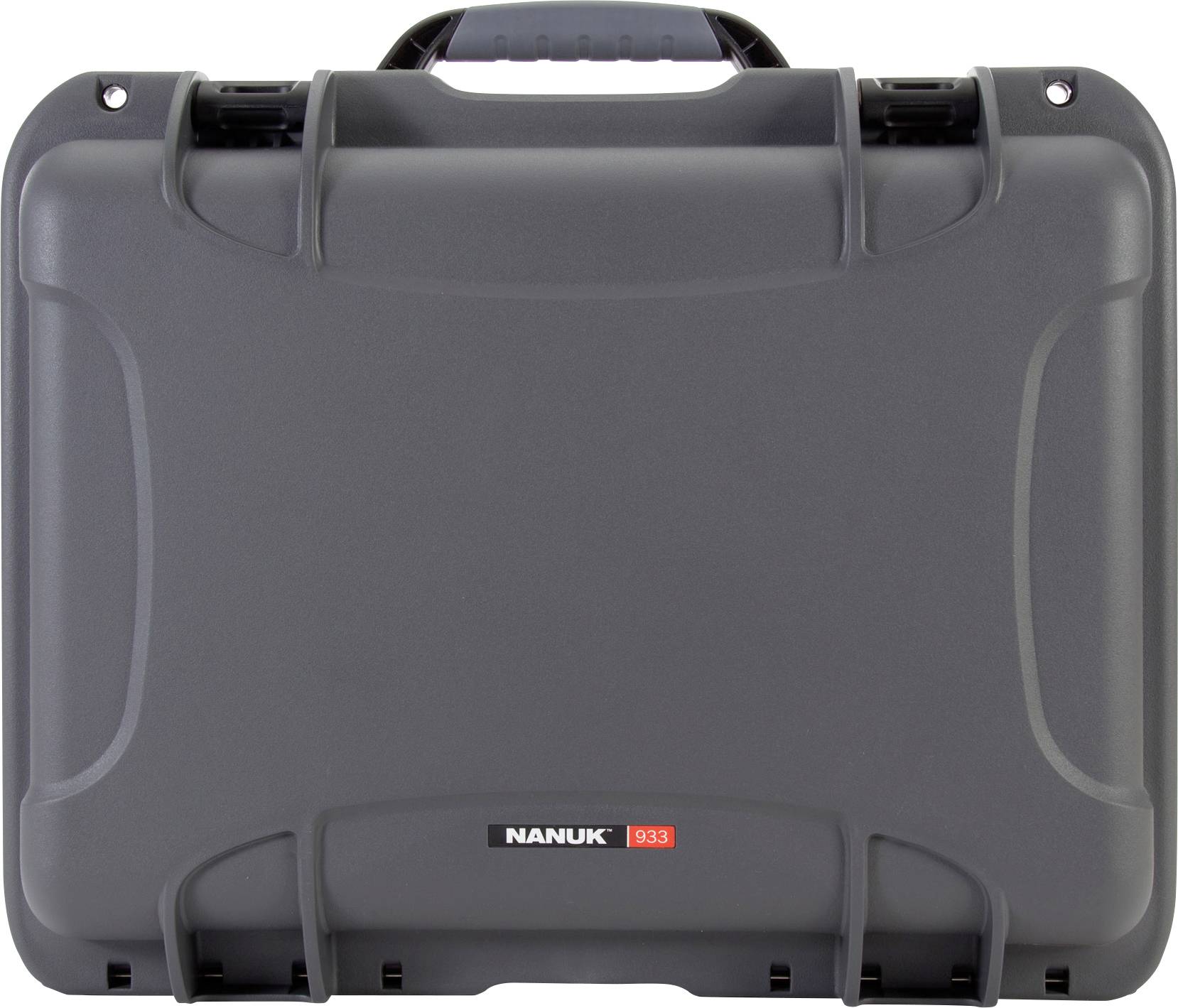 Grauer Nanuk Schutzkoffer mit Griff, robustes Design.