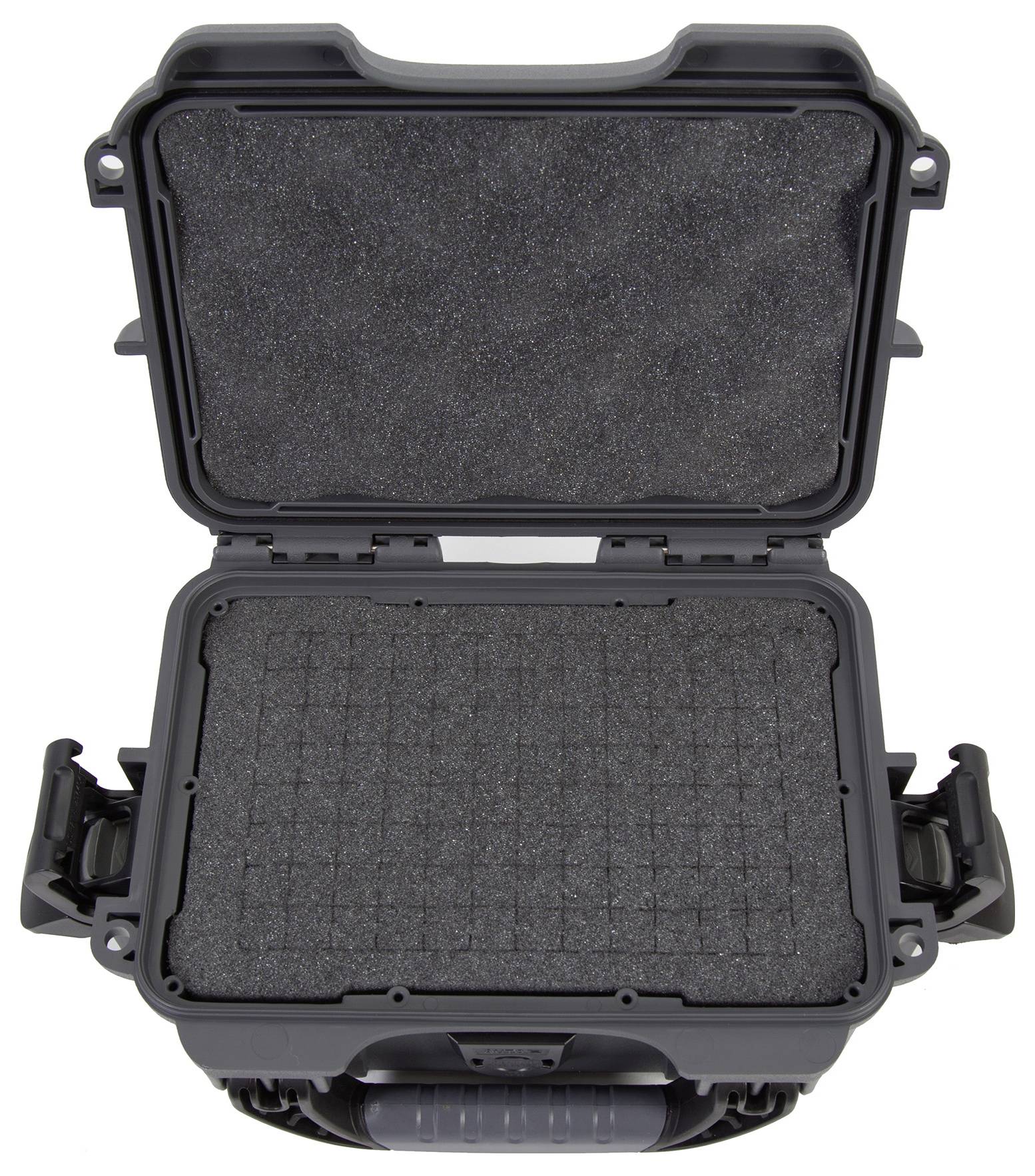 Ein offener, leerer Schaumstoff-Koffer, bereit zum sicheren Transport von empfindlicher Ausrüstung.