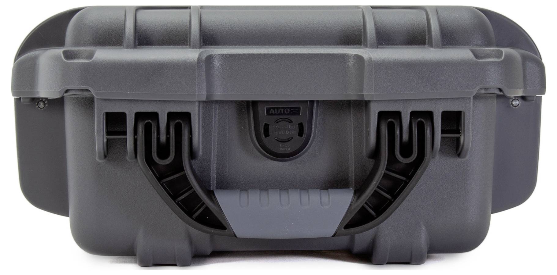 Ein stabiler, dunkelgrauer Kunststoffkoffer mit robustem Griff. Geeignet für den sicheren Transport empfindlicher Ausrüstung.