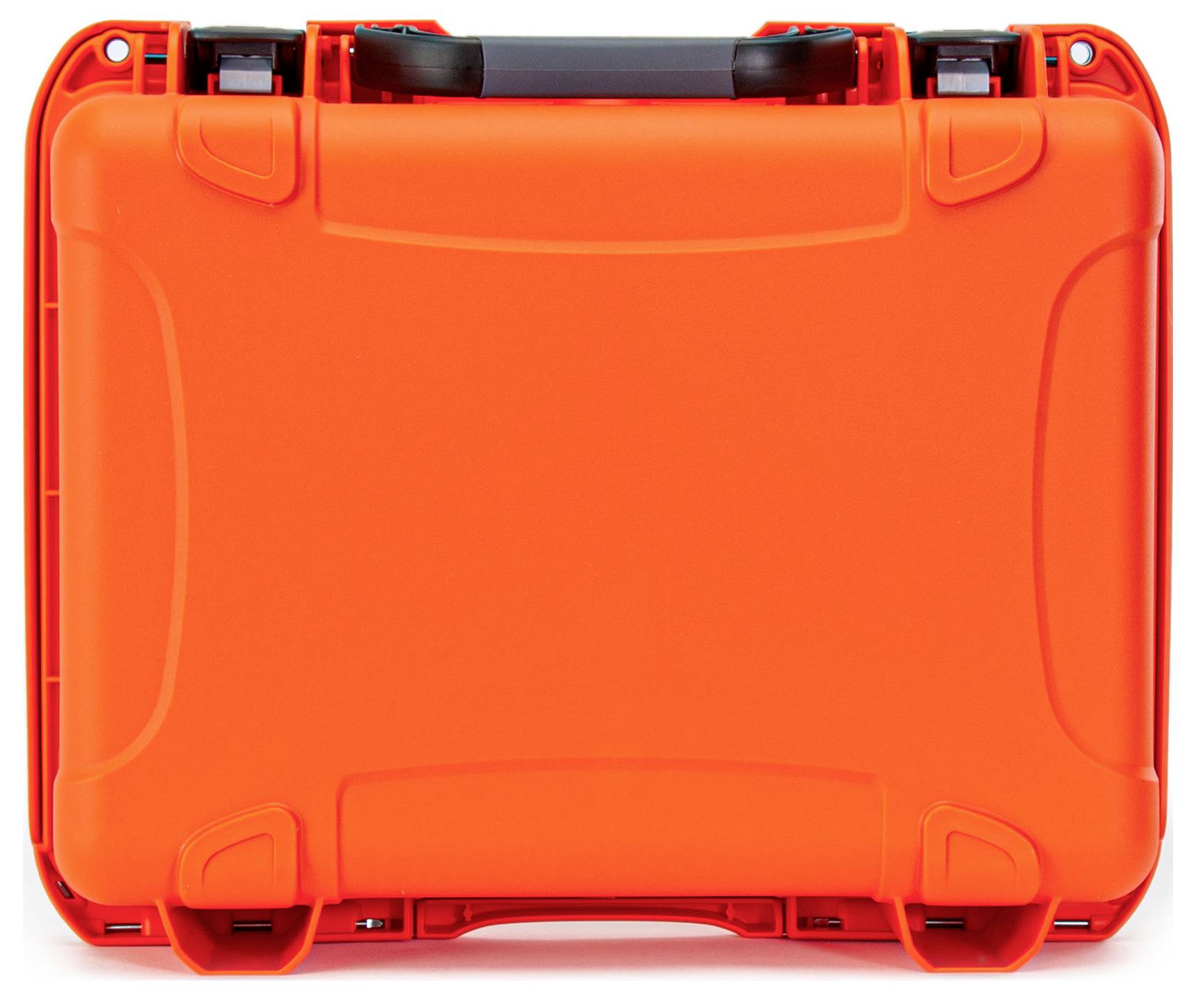 Ein leuchtend orangefarbener, robuster Koffer mit schwarzen Griffen. Geeignet zum sicheren Transport empfindlicher Ausrüstung.