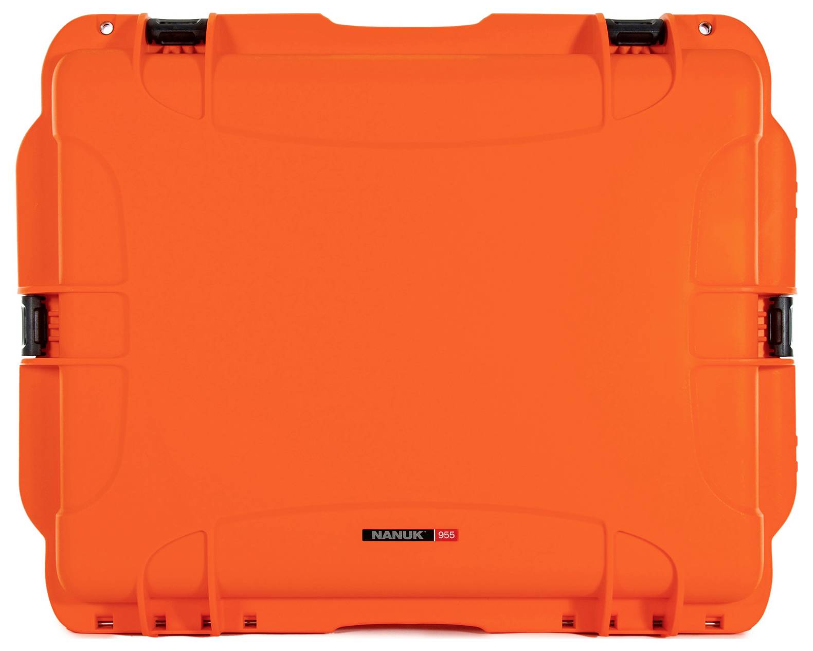 Ein robuster, leuchtend orangefarbener Schutzkoffer mit schwarzen Verschlüssen, geeignet für den sicheren Transport von empfindlichen Gegenständen.