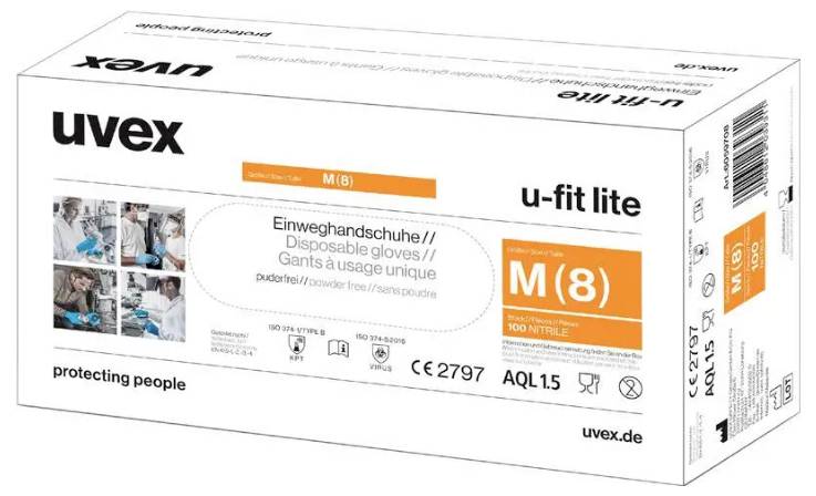 Uvex u-fit lite 6016809 100 St. Einweghandschuh Größe (Handschuhe): L EN 420:2003+A1:2009, EN 374-1:2016+A1:2018, EN 374-5:2016