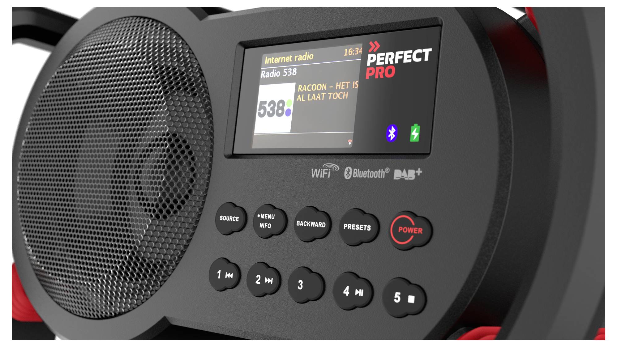 PerfectPro NetBox Baustellenradio Internet, DAB+, UKW AUX, Bluetooth®, DAB+, Internetradio, UKW, USB, WLAN Powerbank-Funktion