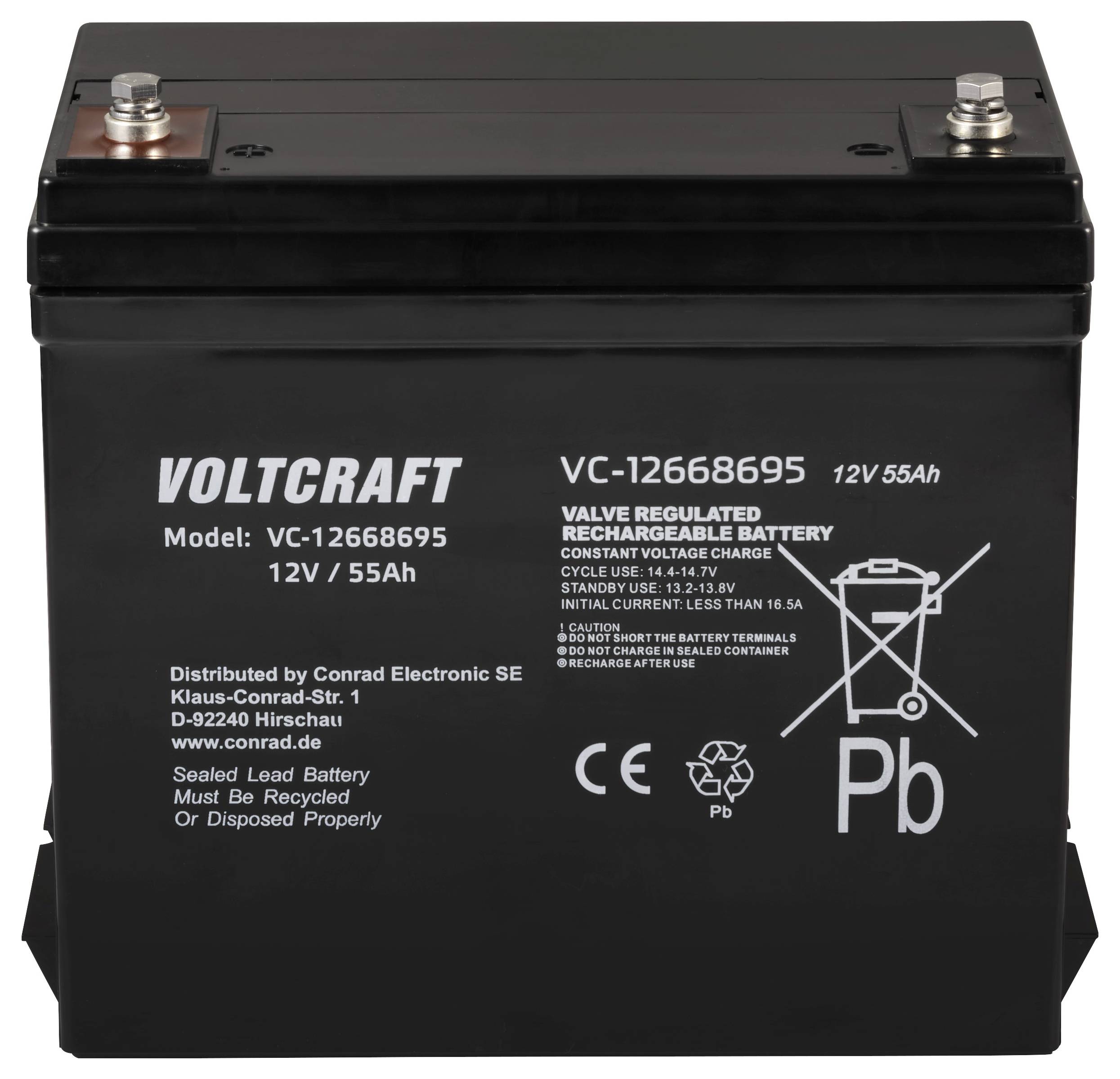 VOLTCRAFT VC-12668695 VC-16623025 Bleiakku 12V 55Ah Blei-Vlies (AGM) (B x H x T) 239 x 205 x 132mm Wartungsfrei, Geringe