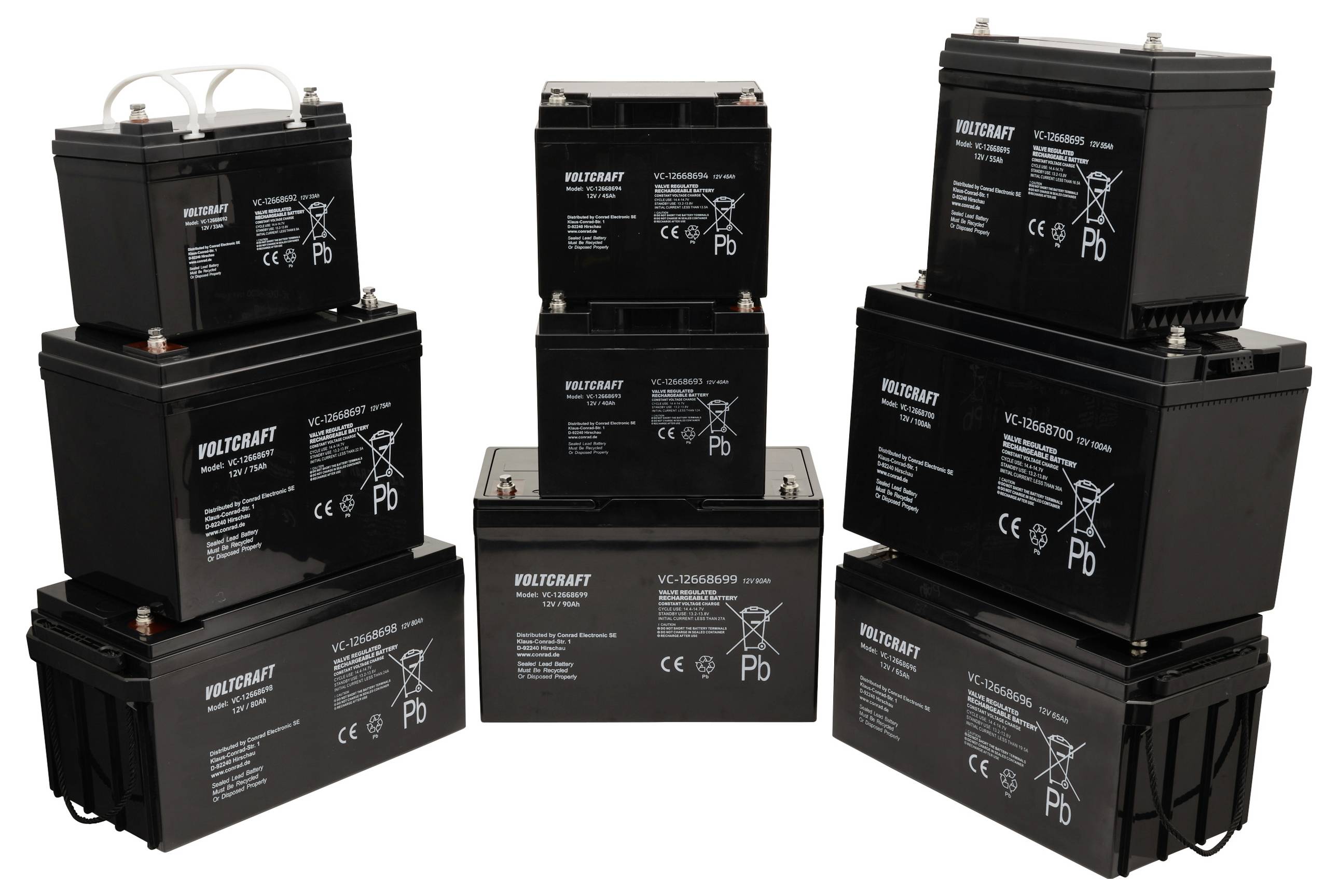 VOLTCRAFT VC-12668695 VC-16623025 Bleiakku 12V 55Ah Blei-Vlies (AGM) (B x H x T) 239 x 205 x 132mm Wartungsfrei, Geringe