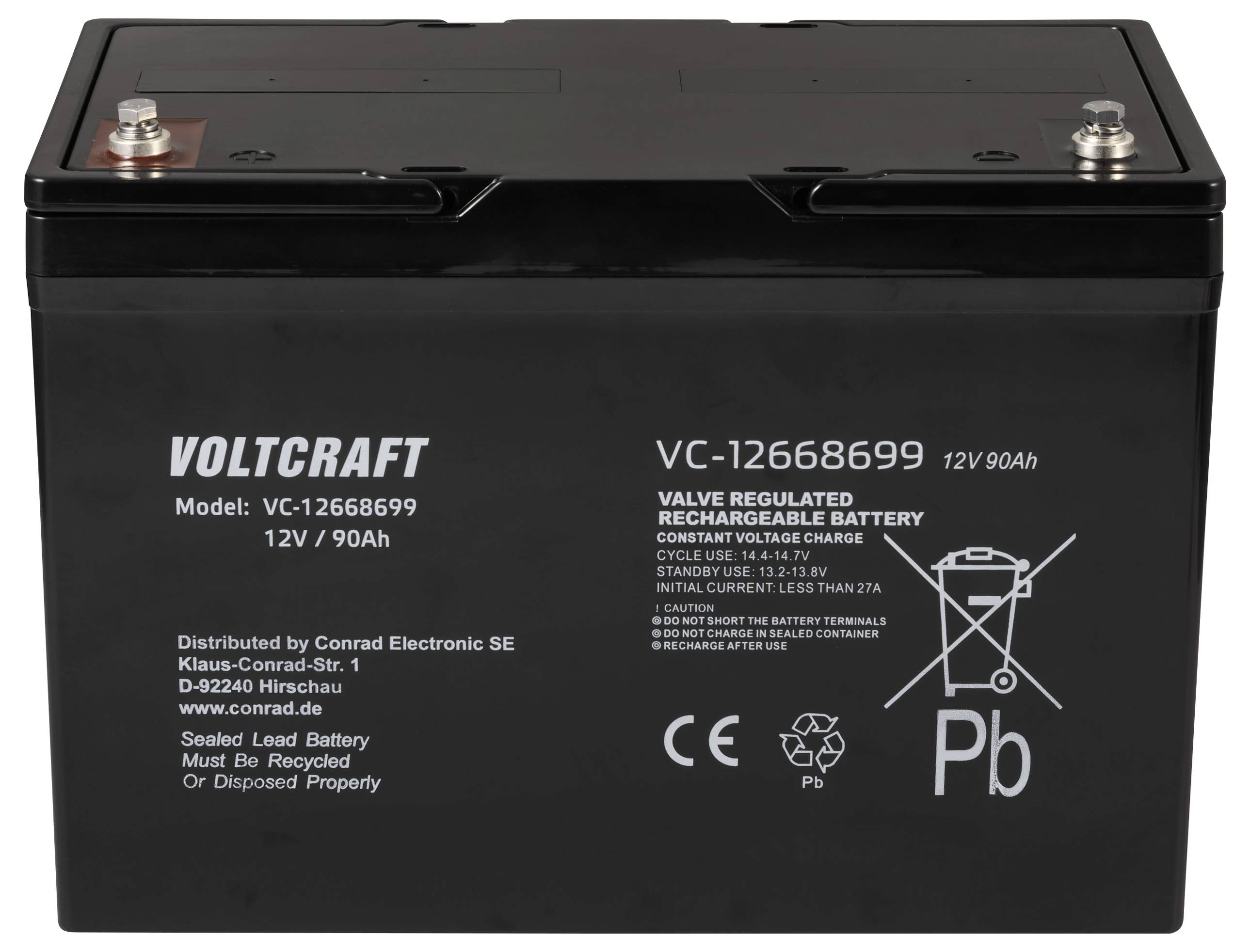 VOLTCRAFT VC-12668699 VC-16623045 Bleiakku 12V 90Ah Blei-Vlies (AGM) (B x H x T) 306 x 210 x 169mm Wartungsfrei, Geringe