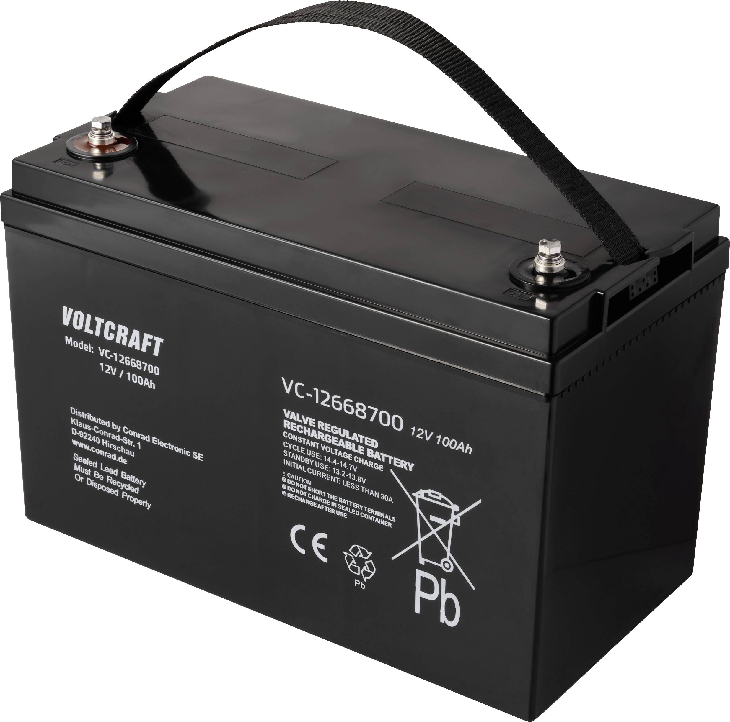 VOLTCRAFT VC-12668700 VC-16623050 Bleiakku 12V 100Ah Blei-Vlies (AGM) (B x H x T) 330 x 215 x 171mm Wartungsfrei, Geringe