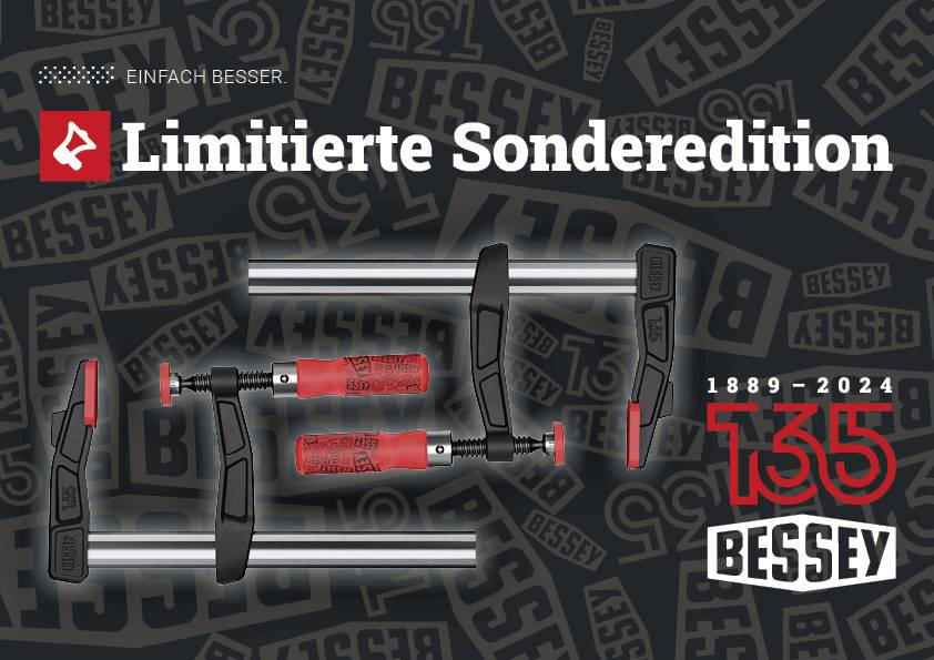 Bessey Jubiläumsset 2x Tempergusszwinge TGA25SET-135 TGA25SET-135 Spann-Weite (max.):250mm Ausladungs-Maße:120mm