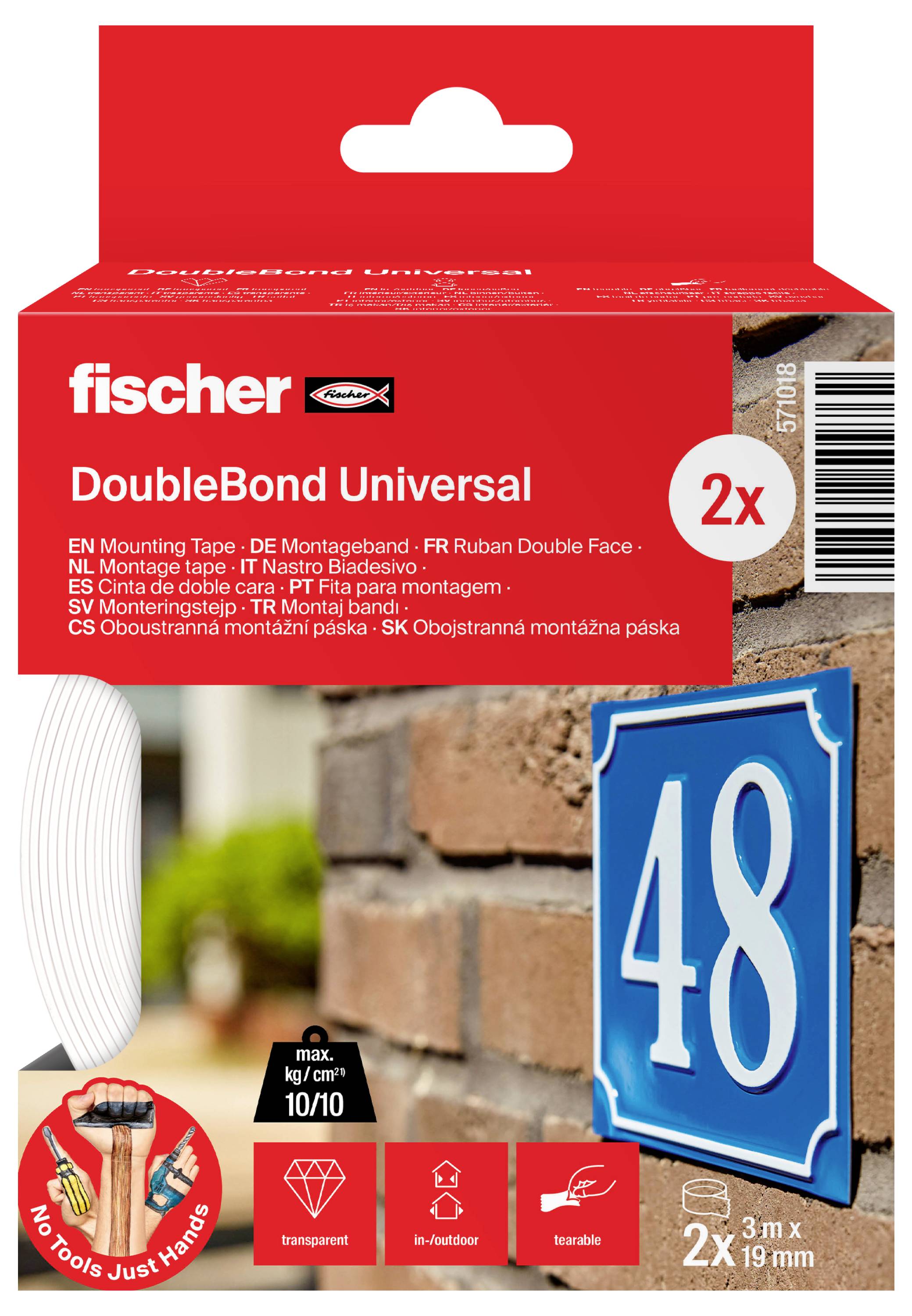 Fischer 571018 Klebeband (L x B) 3 m x 19 mm 2 St.