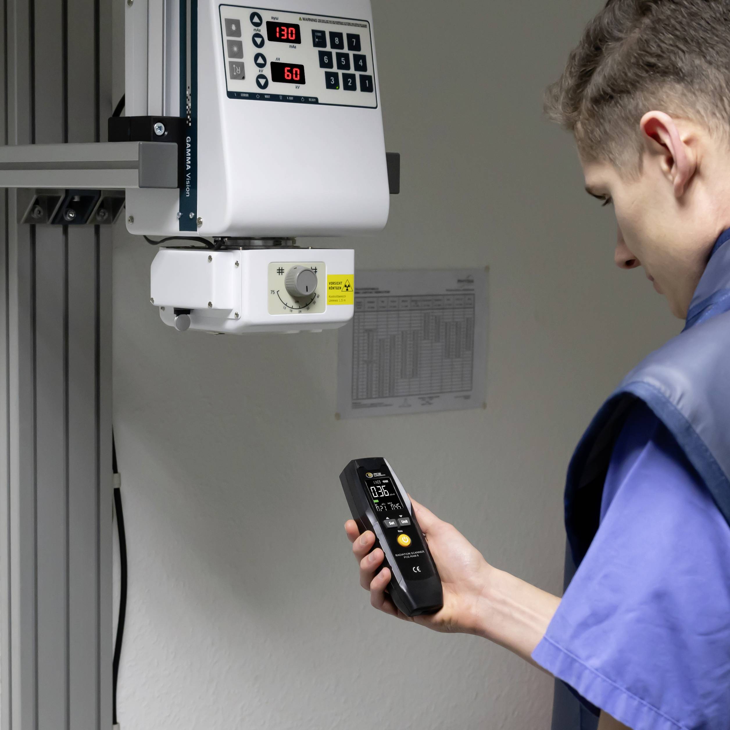 PCE Instruments PCE-RAM 8 Geigerzähler Strahlung: Gamma, Röntgen, Beta akustischer Warnton, optisches Signal, inkl