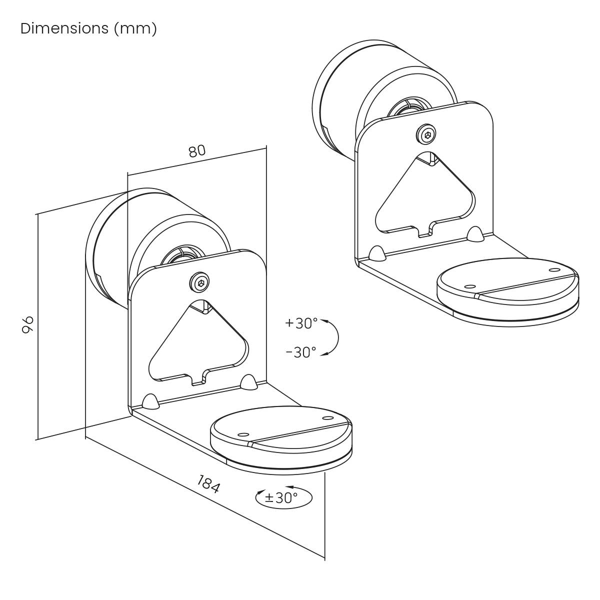 My Wall HS47WL Lautsprecher-Wandhalterung Drehbar Weiß 2St.
