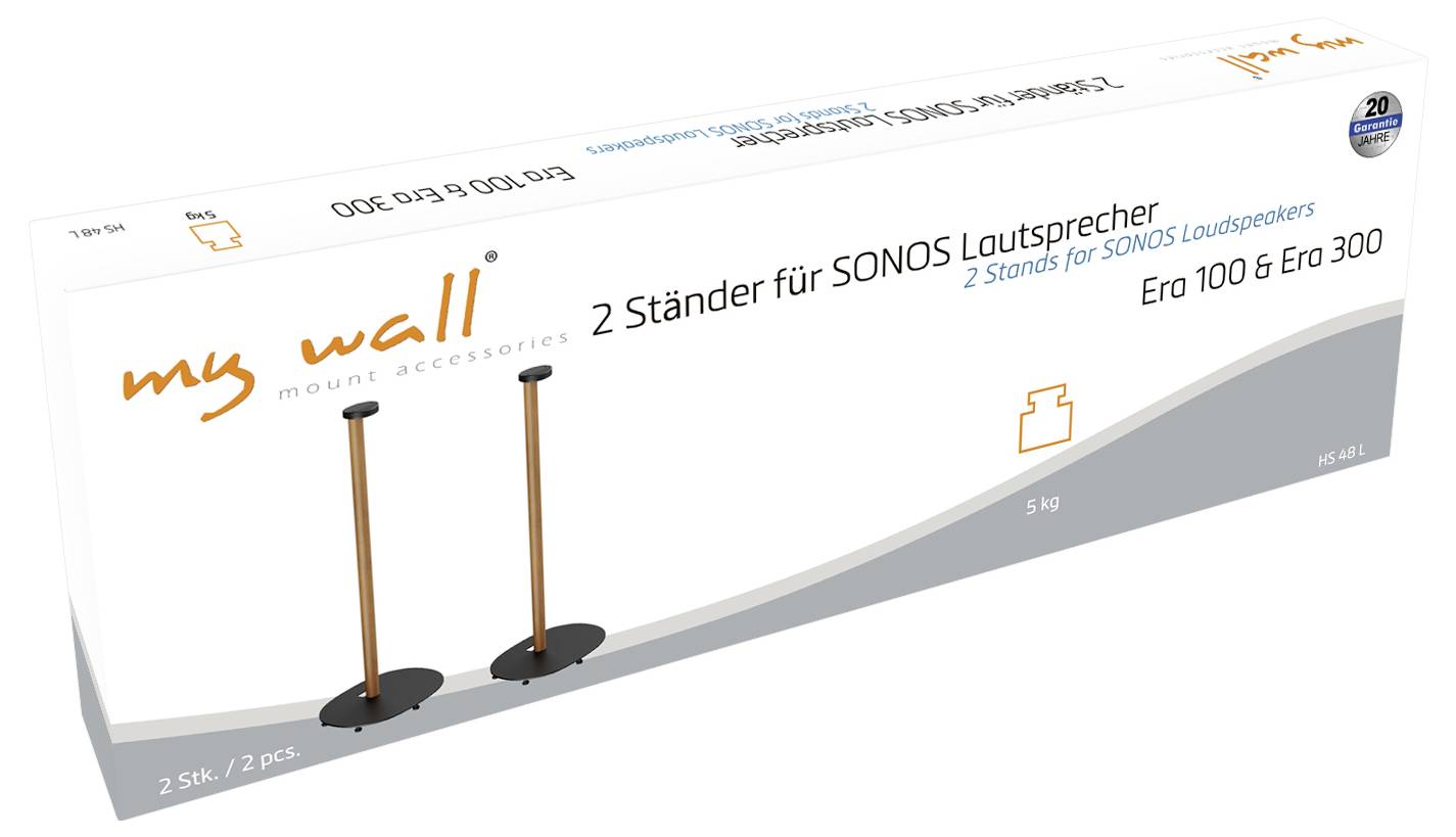 My Wall HS48L Lautsprecher-Ständer Bodenständer Boden-/Deckenabstand (max.): 777mm Schwarz/Buche 2St.