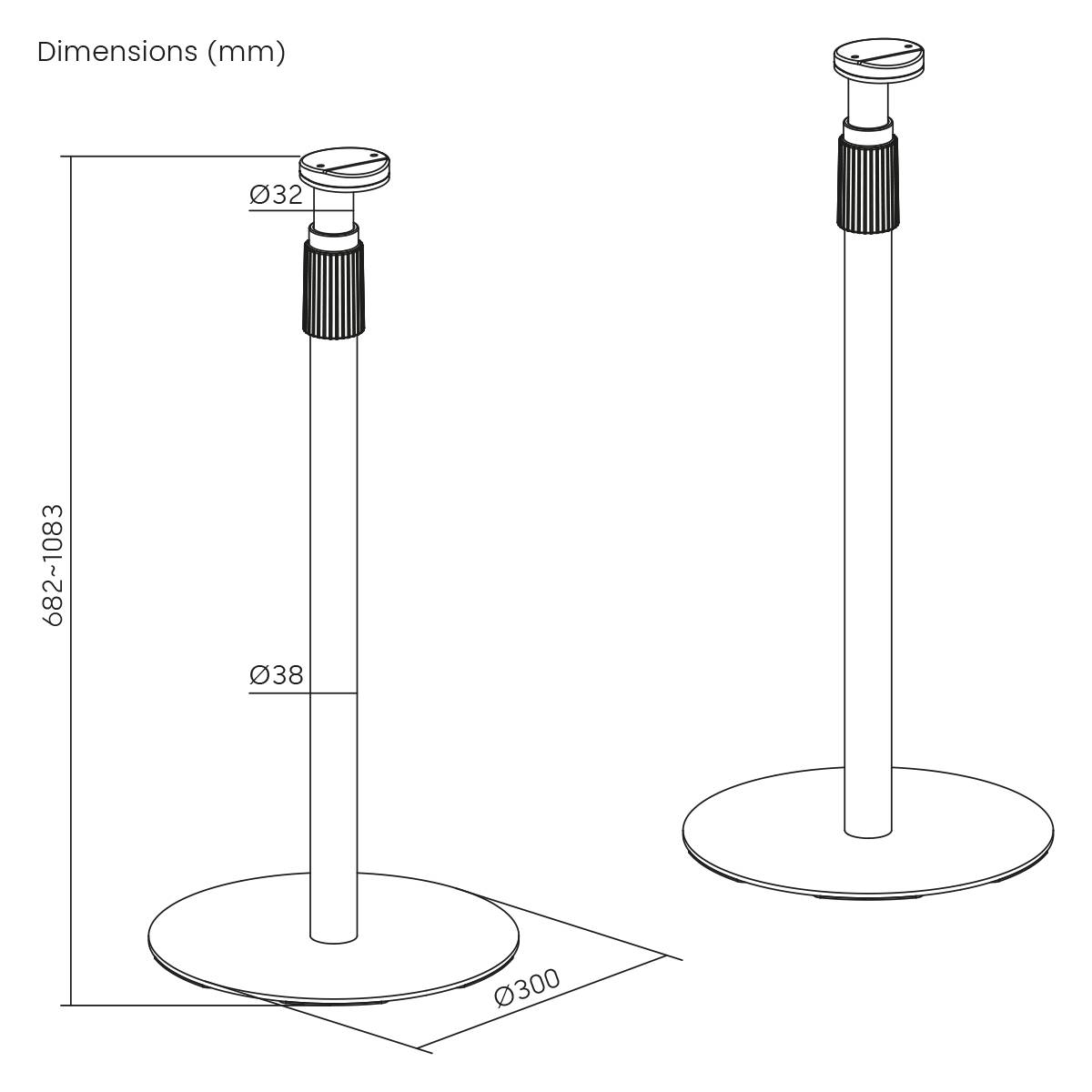 My Wall HS49WL Lautsprecher-Ständer Starr, Höhenverstellbar Weiß 2St.