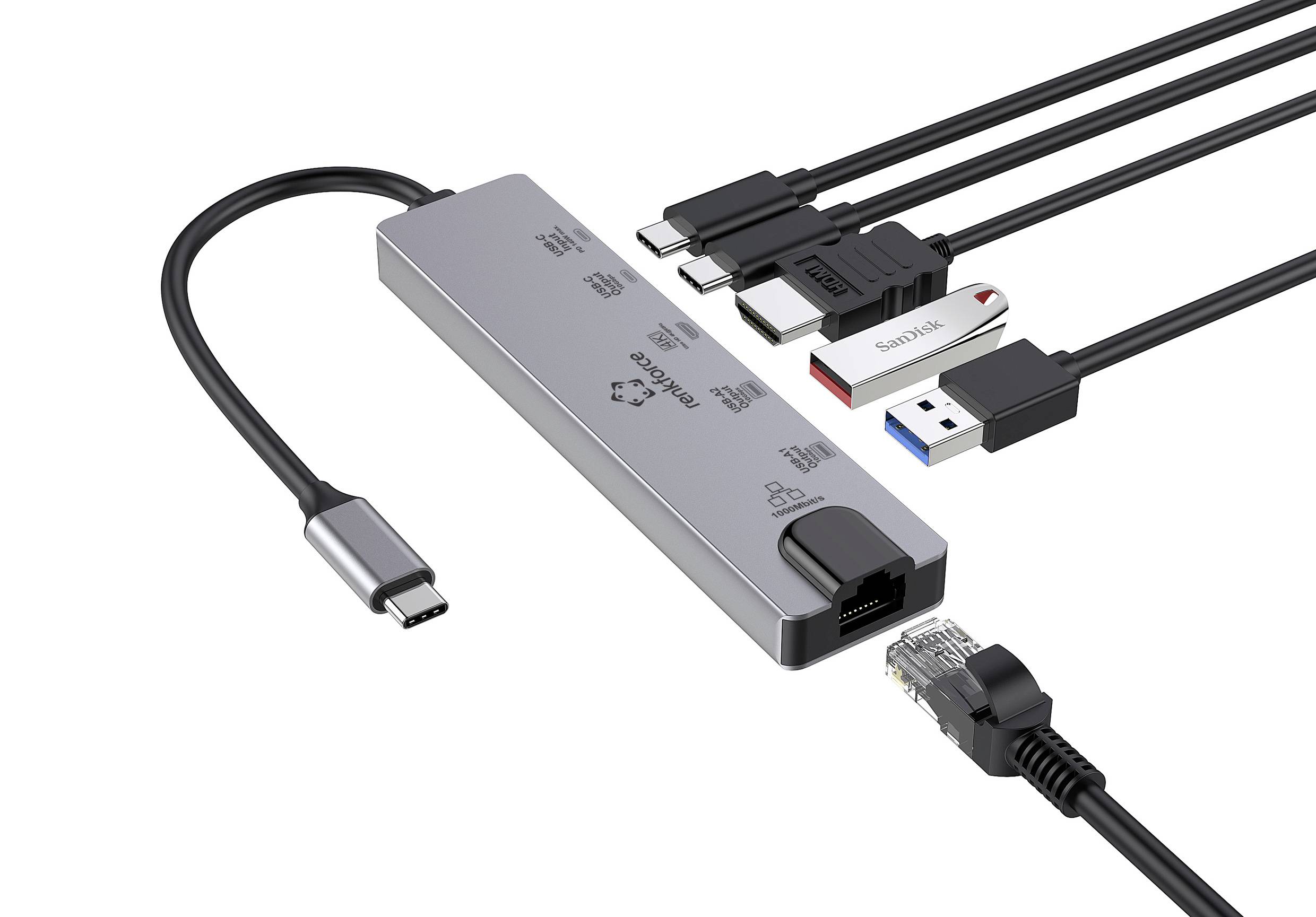 Renkforce USB-C® Dockingstation RF-USBH-550 Passend für Marke Dockingstations: Acer, Apple, Asus, Dell, HP, Huawei, Lenovo
