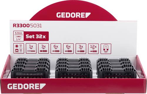 Gedore Display 12xBit-Box 1/4  SL+PH+PZ+TX 32tlg R33009032 Bit-Box 12fach 1/4  (6.3 mm)