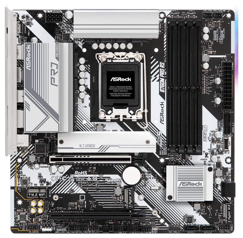 ASRock B760M Pro RS Mainboard Formfaktor (Details) Micro-ATX Mainboard-Chipsatz Intel® B760
