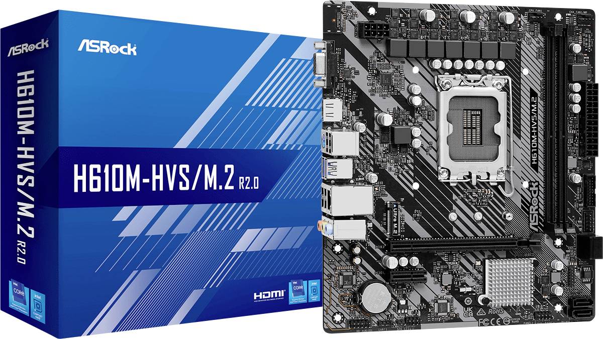 ASRock H610M-HVS Mainboard Formfaktor (Details) Micro-ATX Mainboard-Chipsatz Intel® H610