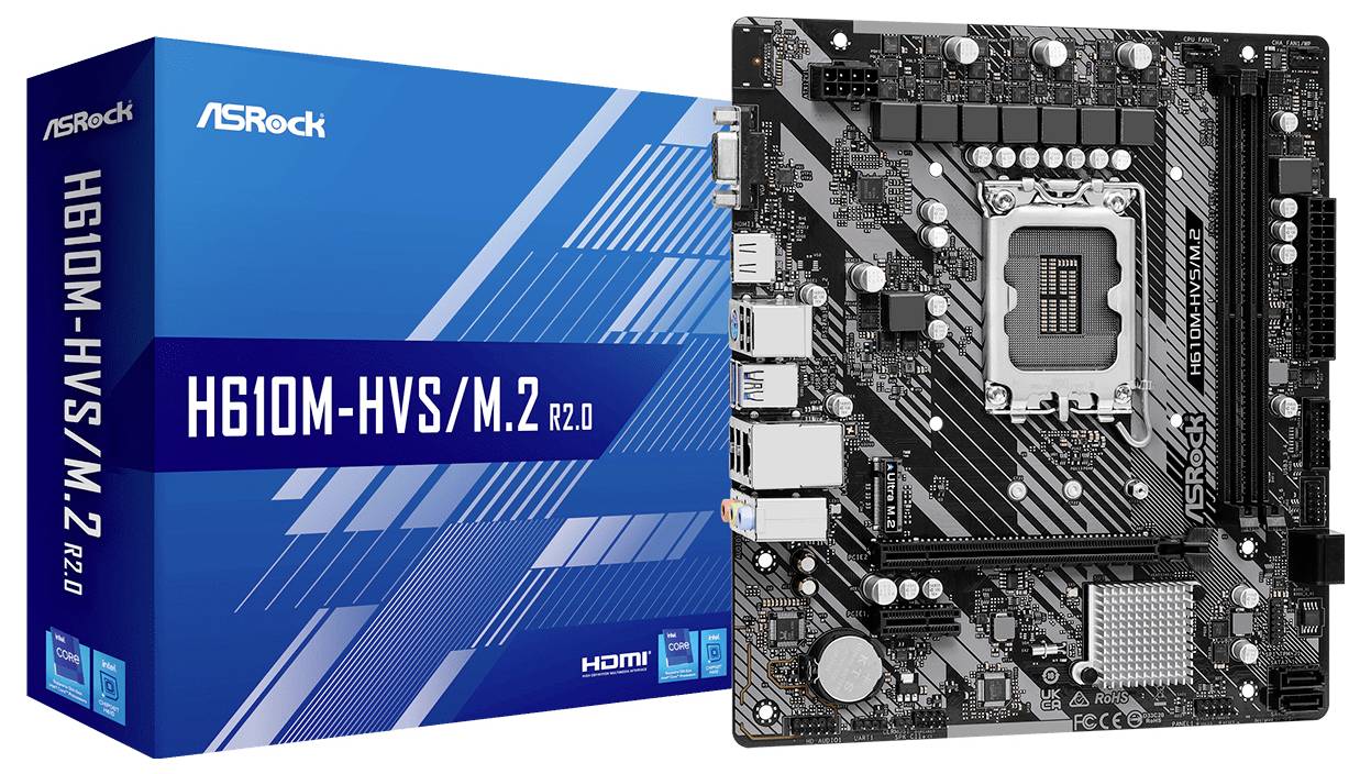 ASRock H610M-HVS Mainboard Formfaktor (Details) Micro-ATX Mainboard-Chipsatz Intel® H610