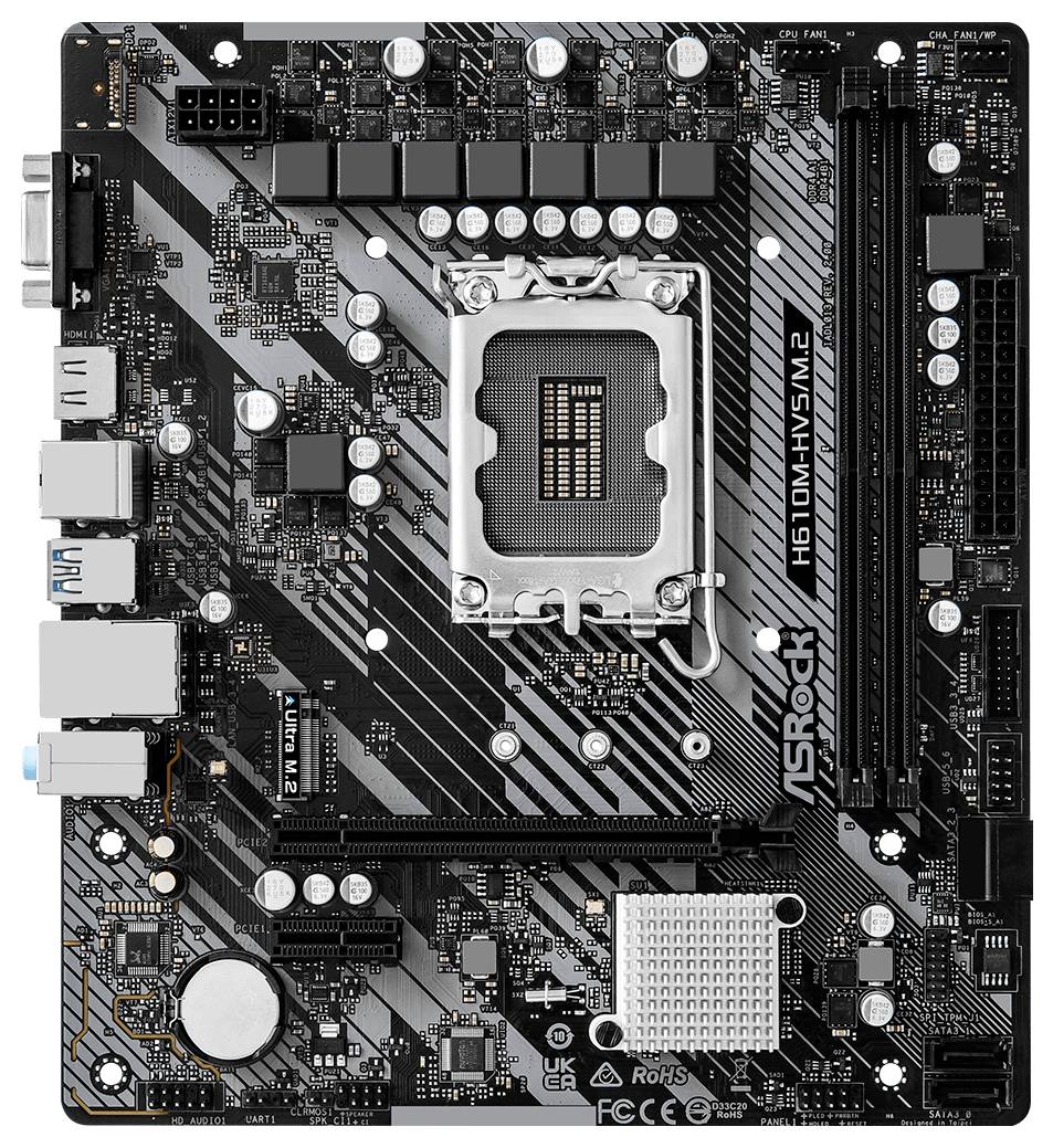 ASRock H610M-HVS Mainboard Formfaktor (Details) Micro-ATX Mainboard-Chipsatz Intel® H610