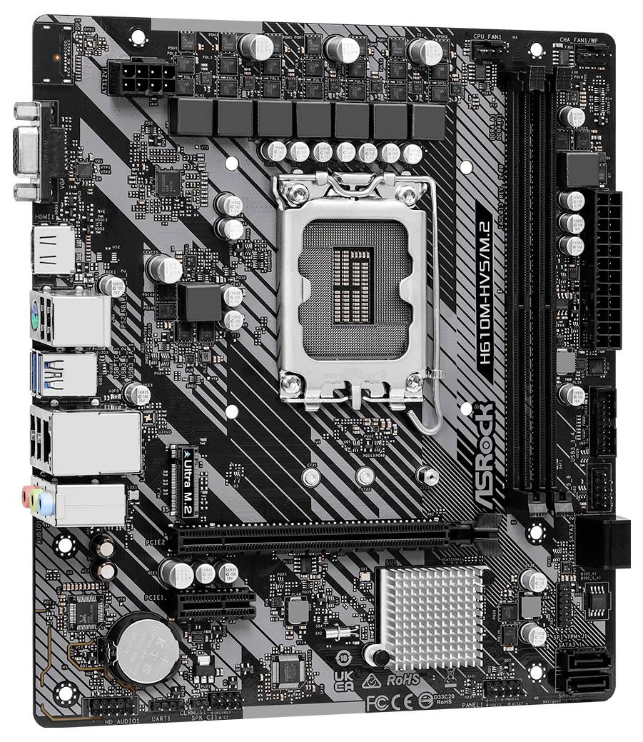 ASRock H610M-HVS Mainboard Formfaktor (Details) Micro-ATX Mainboard-Chipsatz Intel® H610