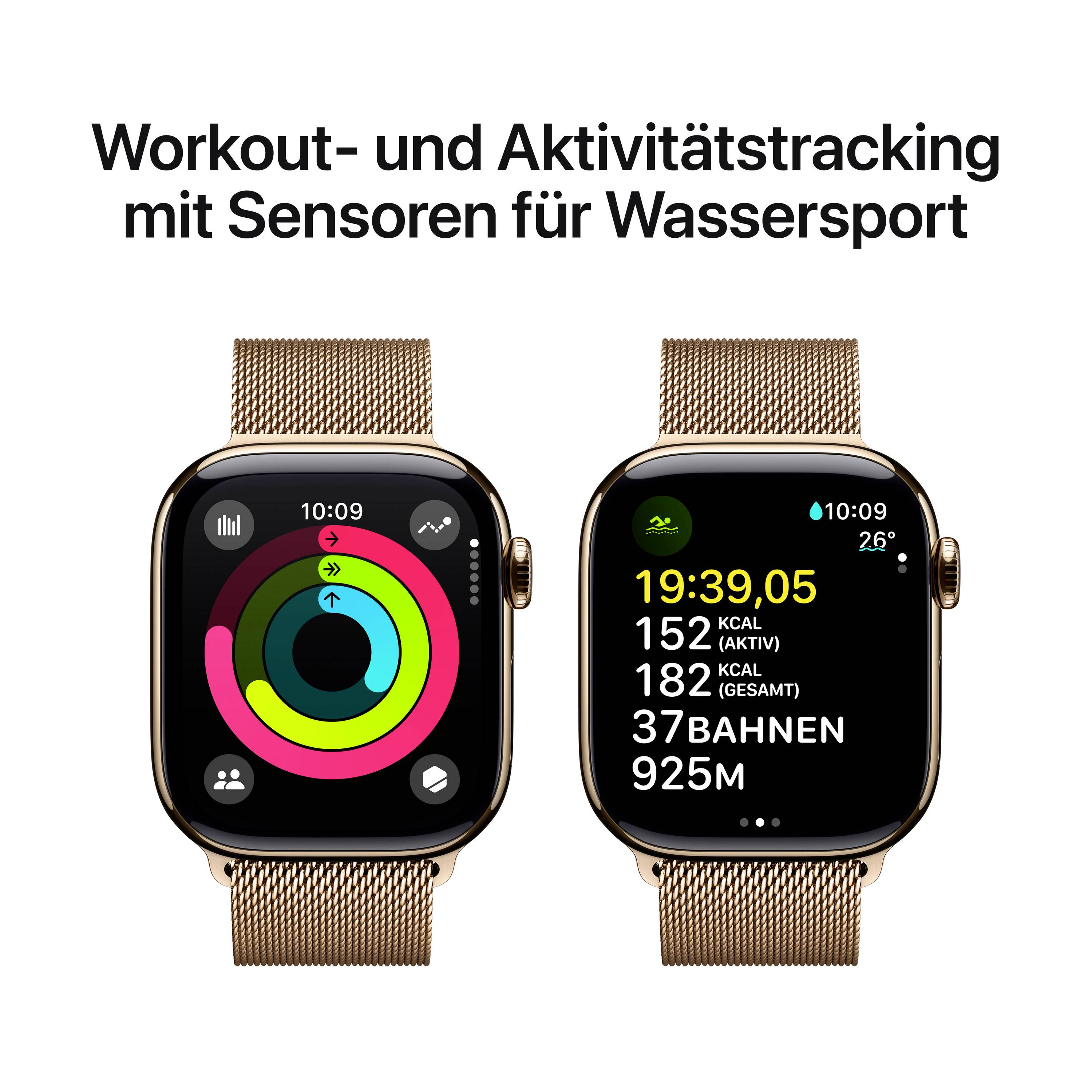 Apple Watch Series 10 GPS + Cellular 42 mm Titangehäuse Milanaisearmband Gold