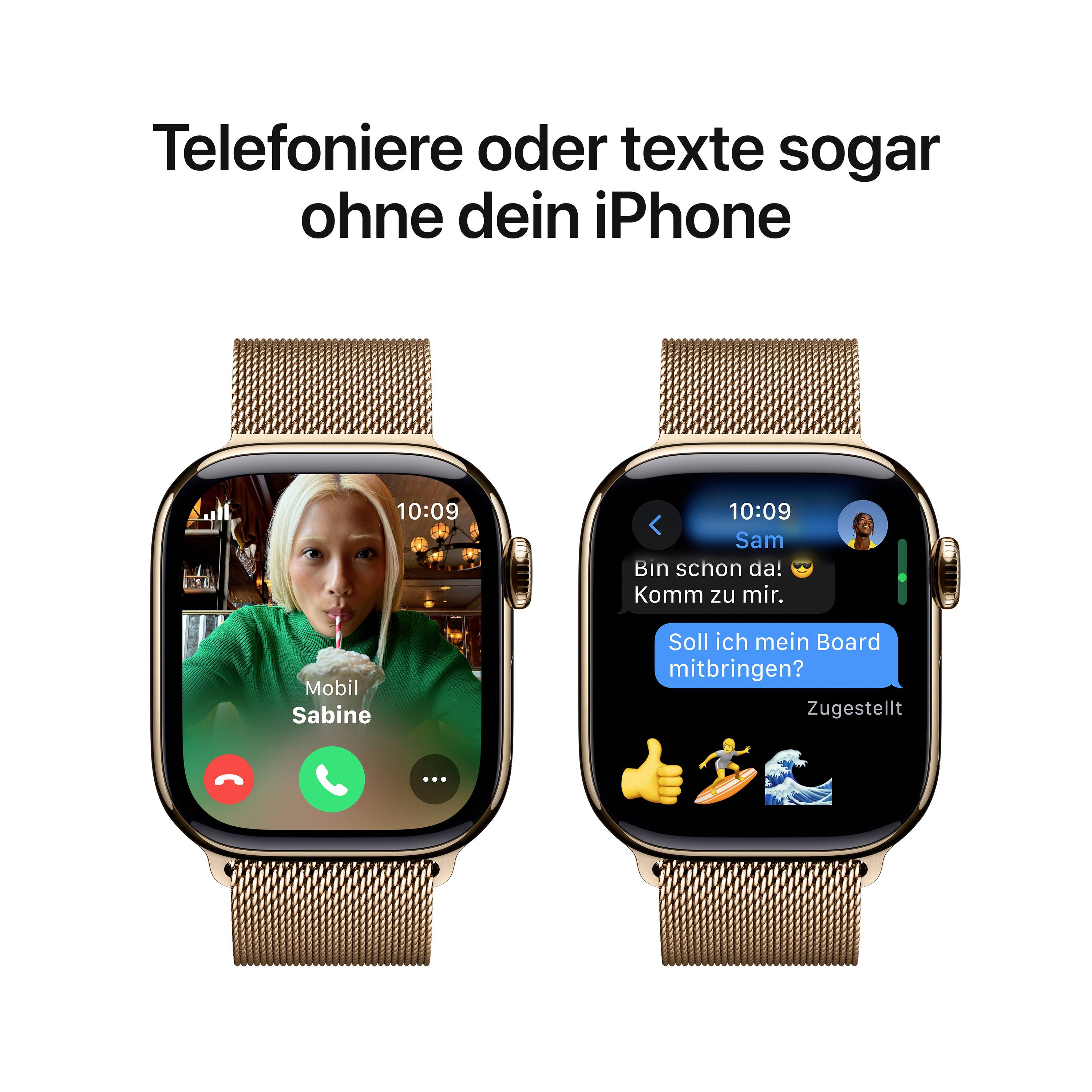 Apple Watch Series 10 GPS + Cellular 42mm Titangehäuse Milanaisearmband Gold