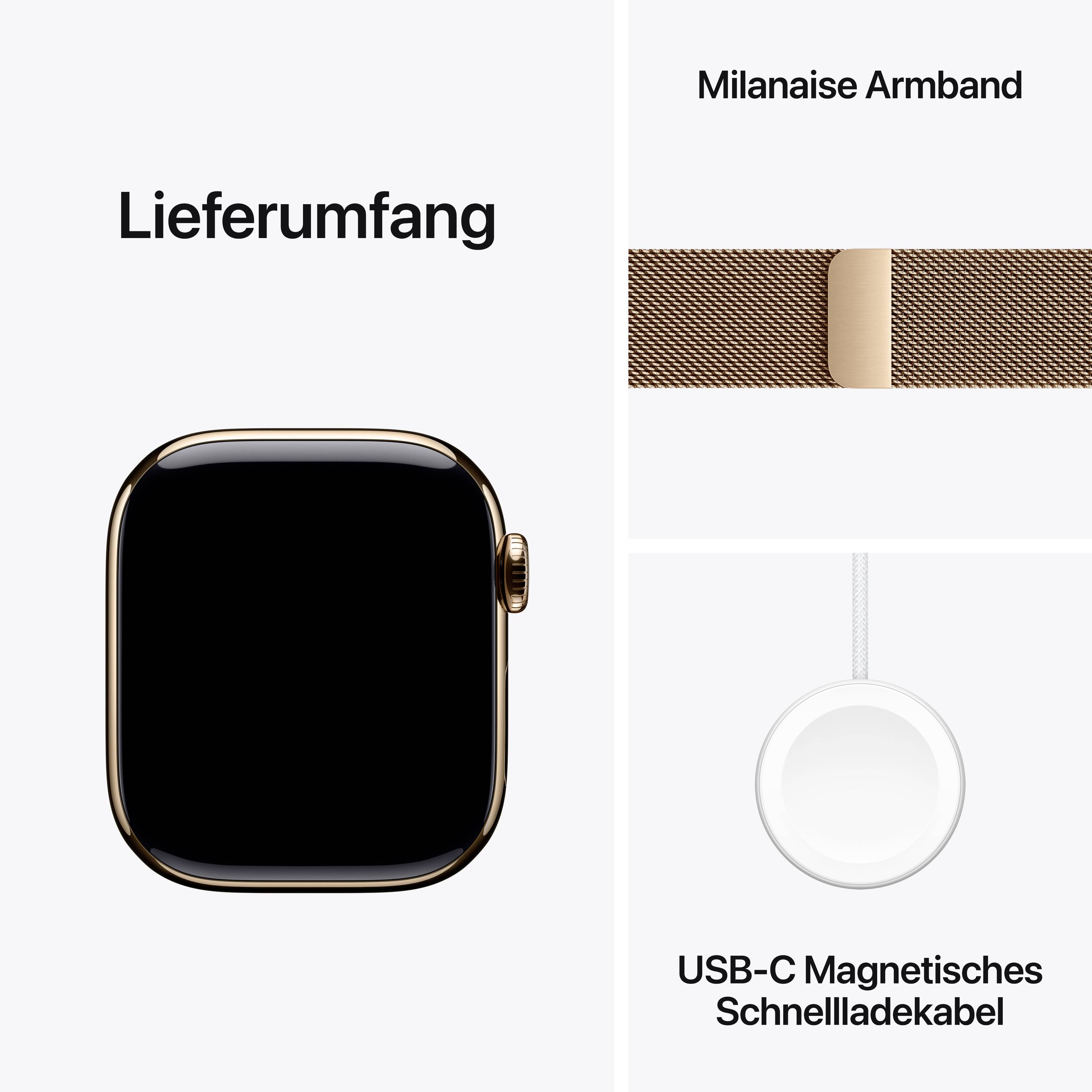 Apple Watch Series 10 GPS + Cellular 42 mm Titangehäuse Milanaisearmband Gold
