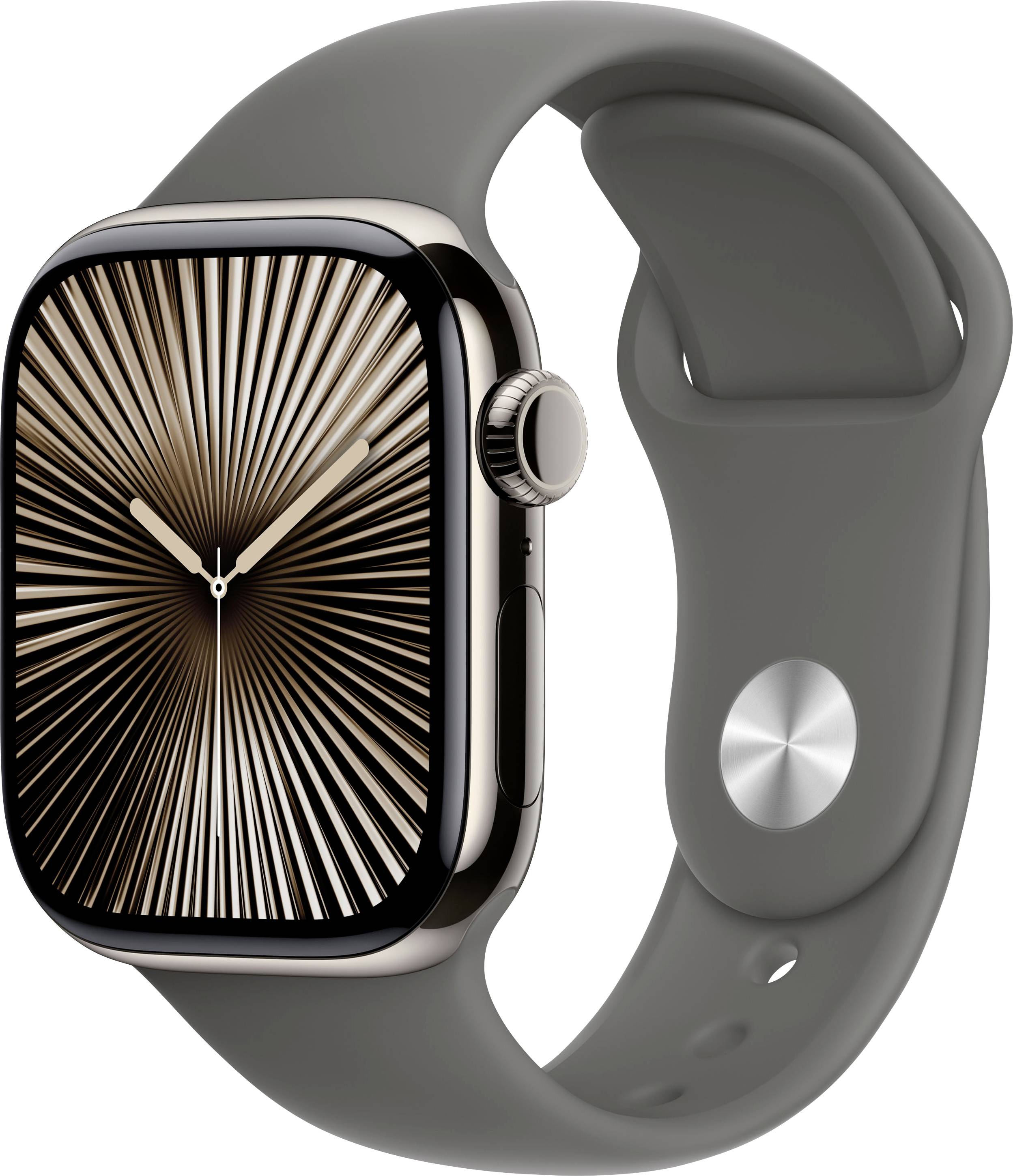 Apple Watch Series 10 GPS + Cellular 42 mm Titangehäuse Sport Band Steingrau S/M