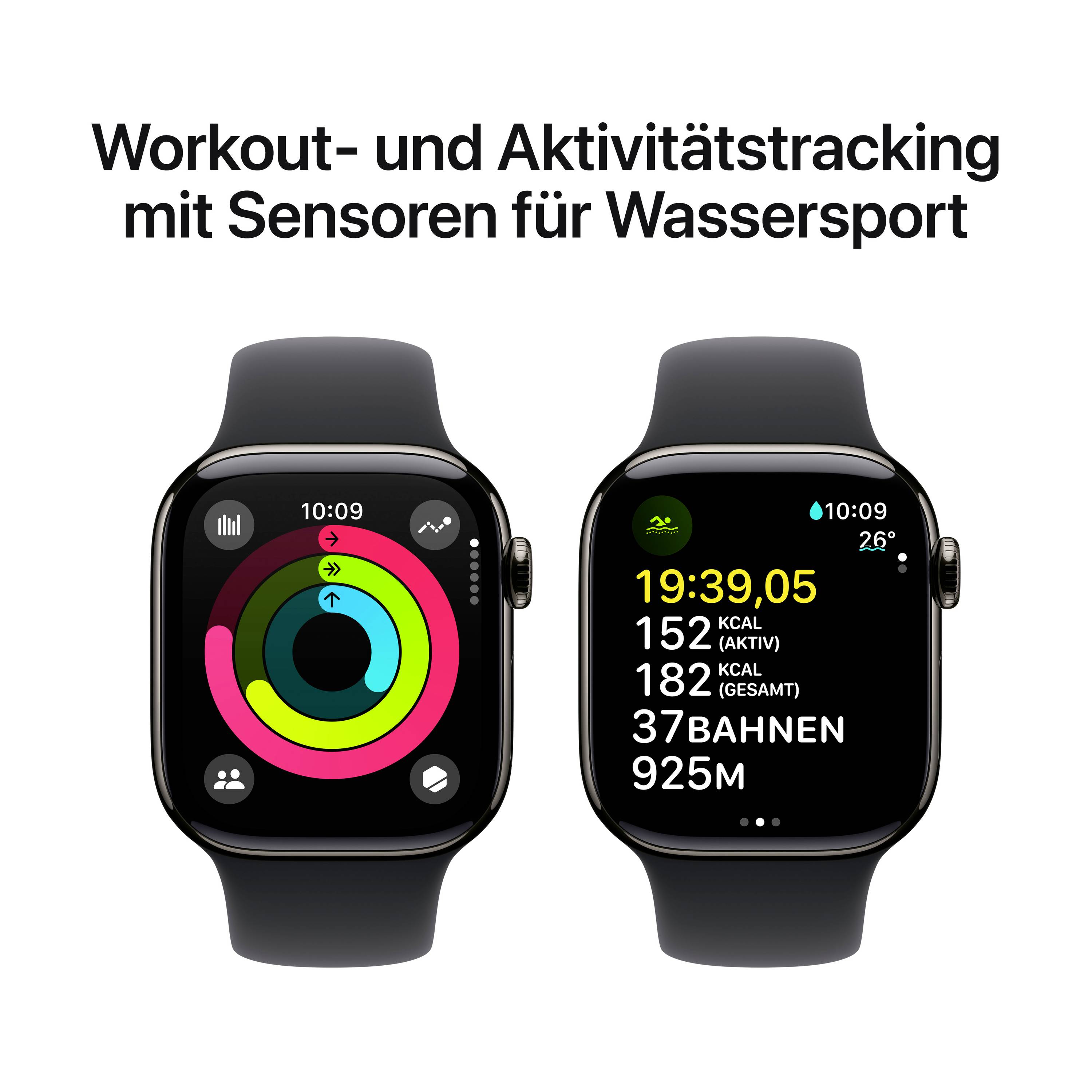Apple Watch Series 10 GPS + Cellular 42mm Titangehäuse Sport Band Schwarz S/M