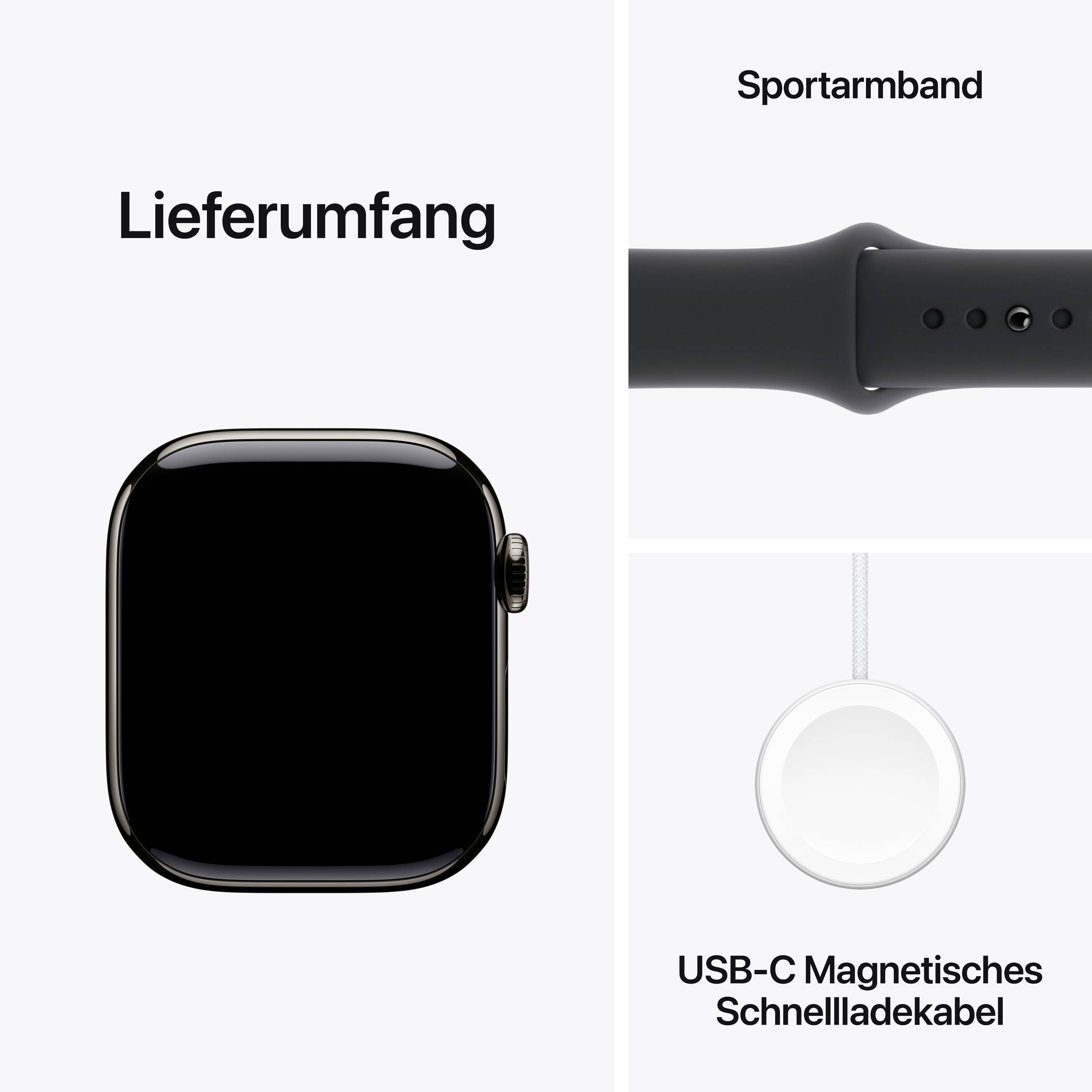 Apple Watch Series 10 GPS + Cellular 42mm Titangehäuse Sport Band Schwarz S/M