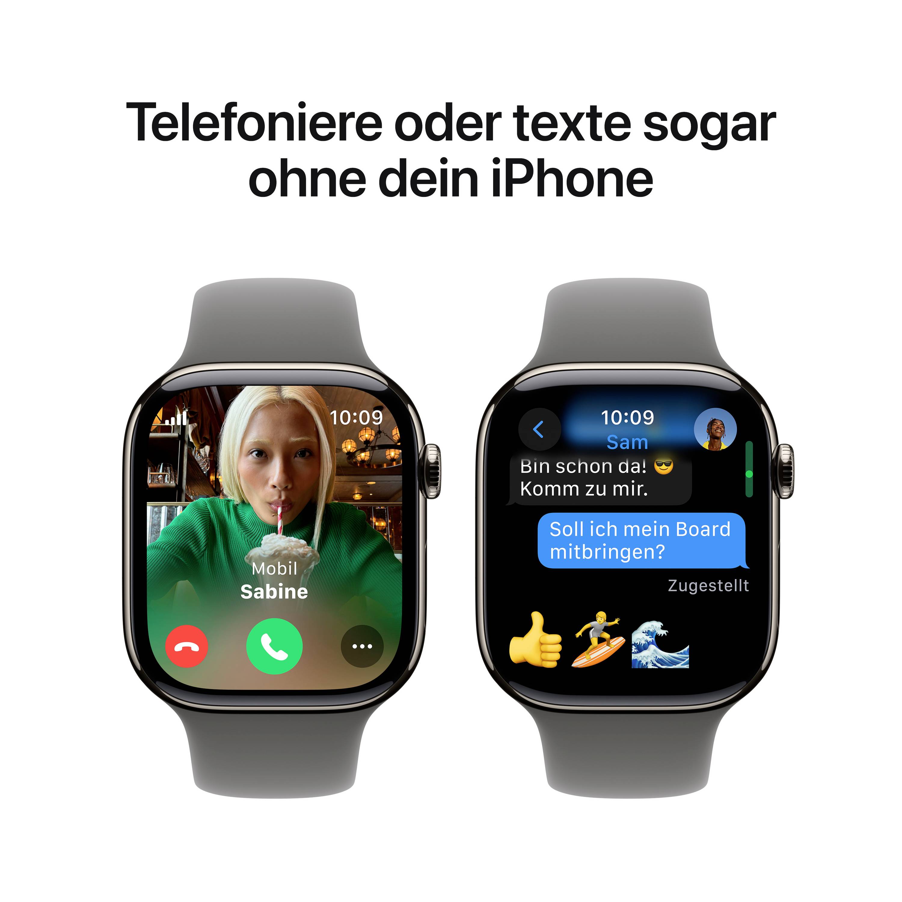 Apple Watch Series 10 GPS + Cellular 46 mm Titangehäuse Sport Band Steingrau M/L