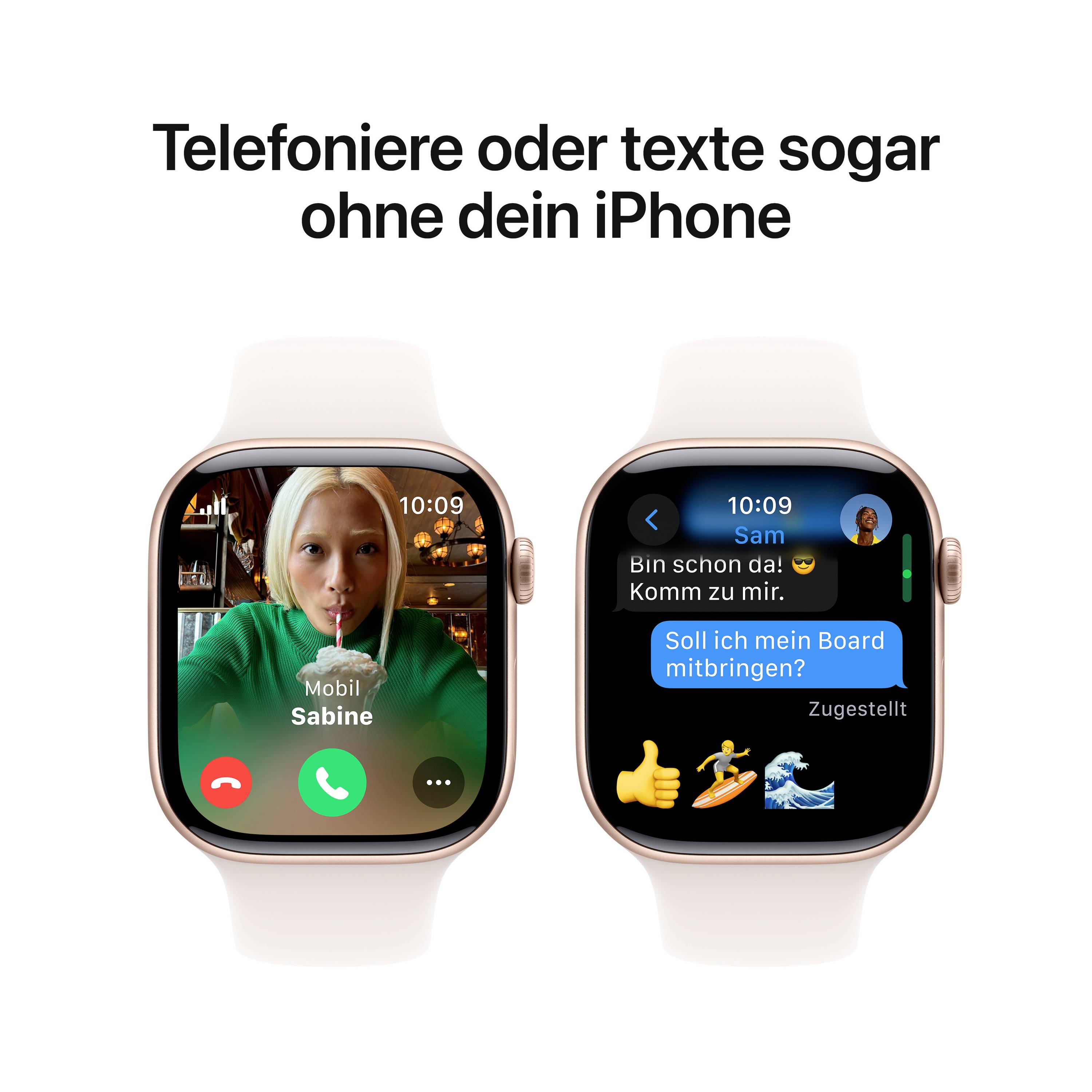 Apple Watch Series 10 GPS + Cellular 46mm Aluminiumgehäuse Sport Band Blassrosa S/M