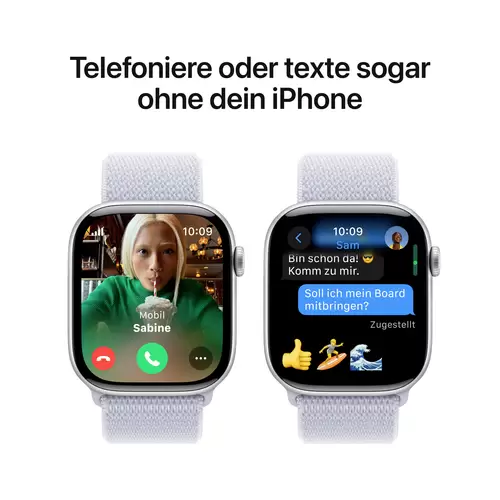 Apple Watch Series 10 GPS + Cellular 46mm Aluminiumgehäuse Sport Loop Blaue Wolke Apple Watch Series 10 GPS + Cellular 46mm Aluminiumgehäuse Sport Loop Blaue Wolke