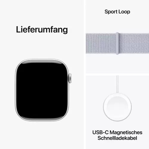 Apple Watch Series 10 GPS + Cellular 46mm Aluminiumgehäuse Sport Loop Blaue Wolke Apple Watch Series 10 GPS + Cellular 46mm Aluminiumgehäuse Sport Loop Blaue Wolke