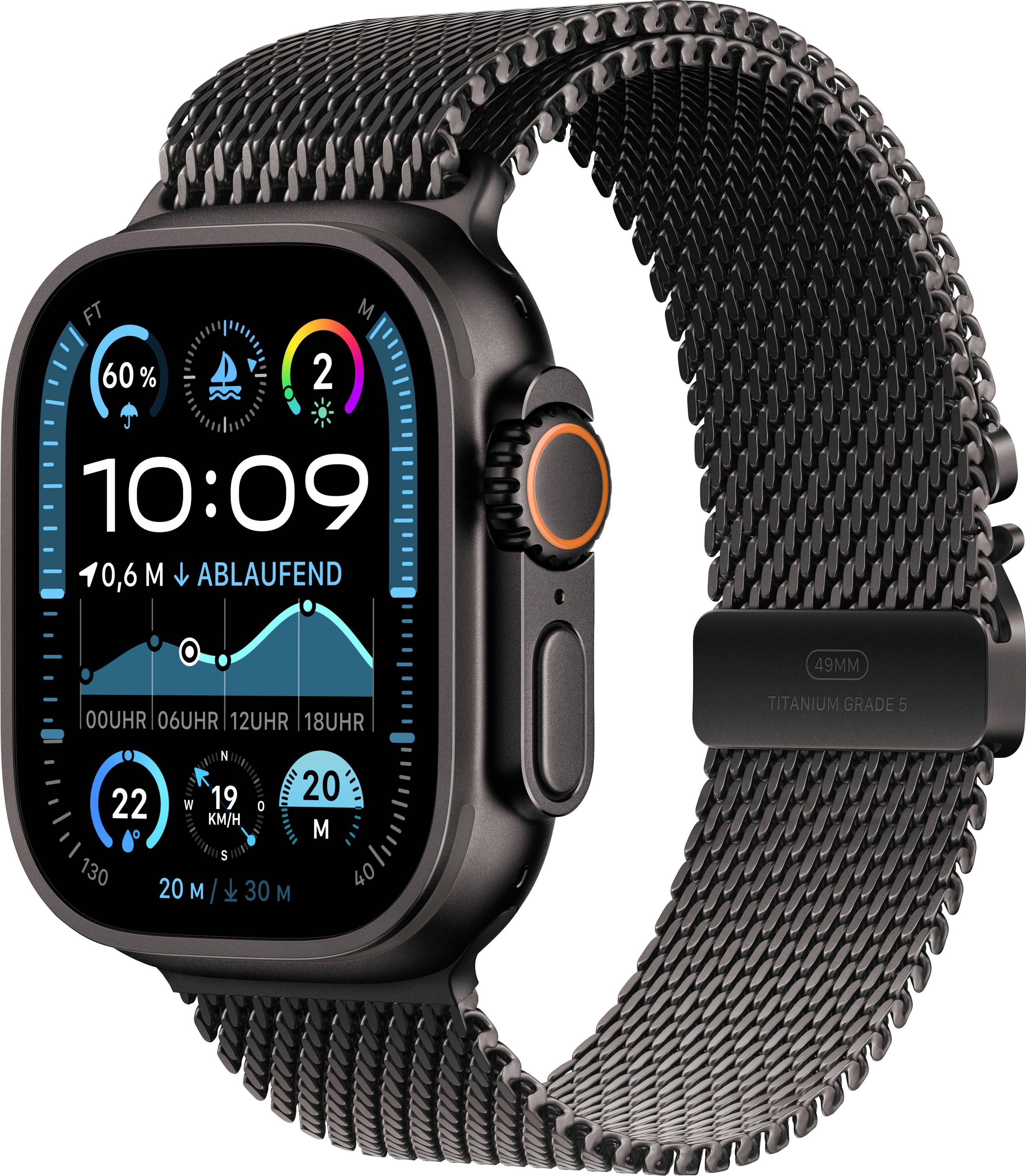 Apple Watch Ultra 2 (2024) GPS + Cellular 49mm Titangehäuse Milanaisearmband Schwarz L