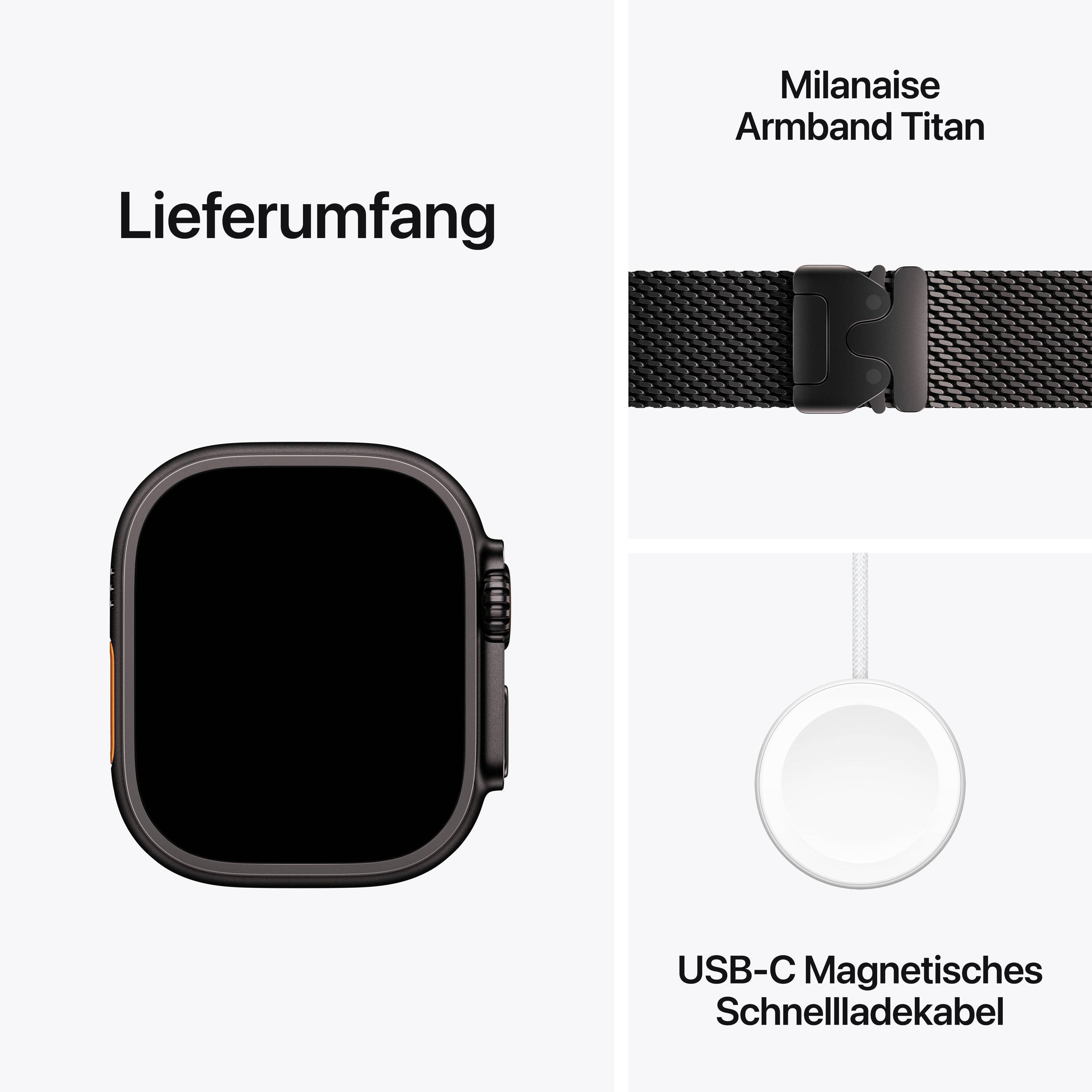 Apple Watch Ultra 2 (2024) GPS + Cellular 49 mm Titangehäuse Milanaisearmband Schwarz M