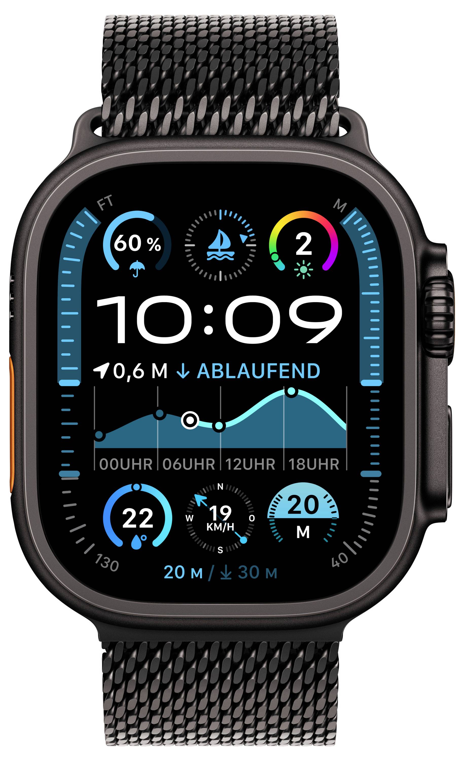 Apple Watch Ultra 2 (2024) GPS + Cellular 49 mm Titangehäuse Milanaisearmband Schwarz M