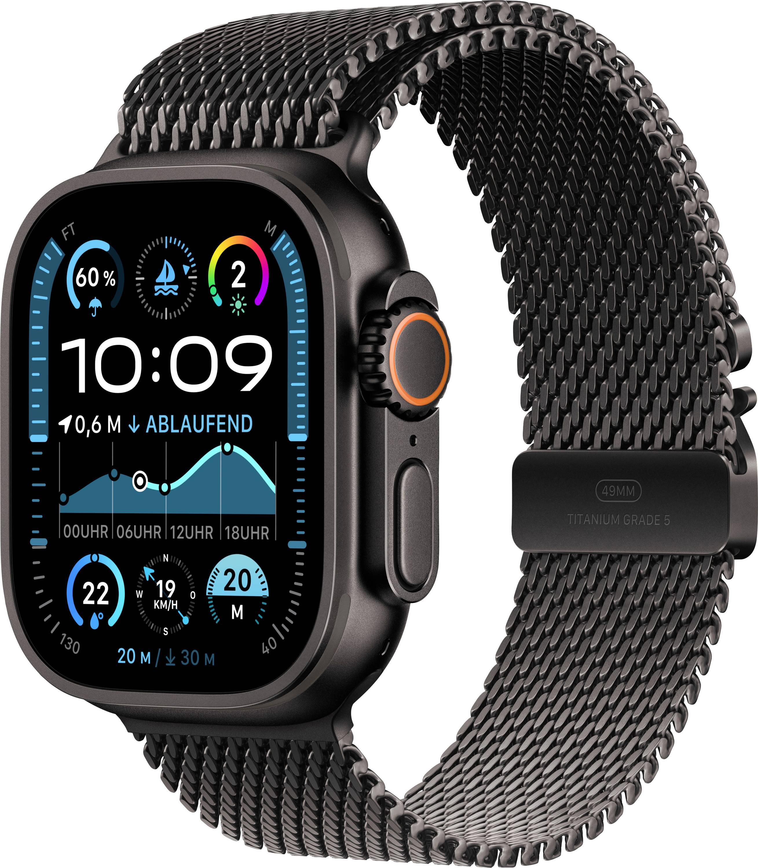 Apple Watch Ultra 2 (2024) GPS + Cellular 49 mm Titangehäuse Milanaisearmband Schwarz S