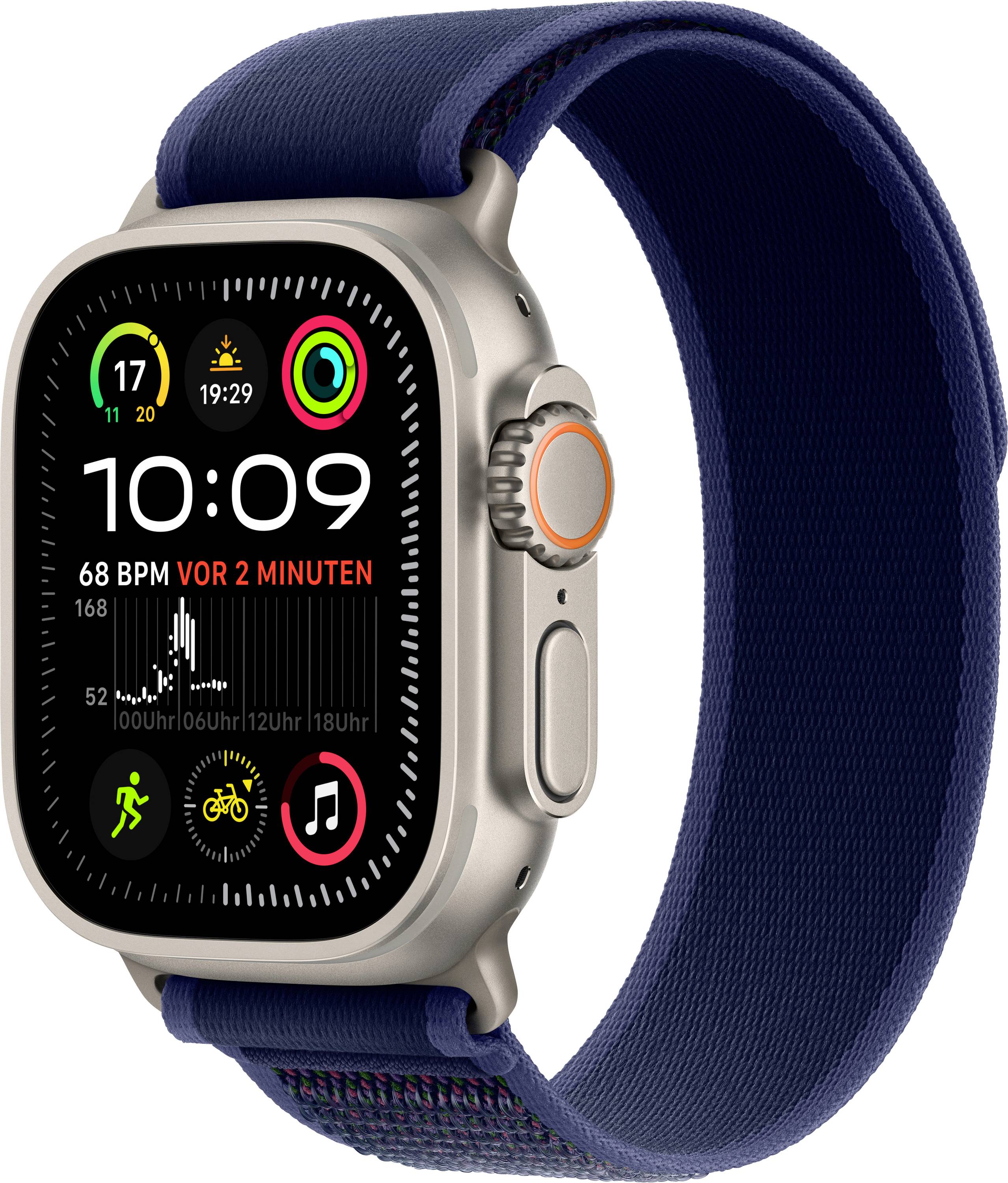 Apple Watch Ultra 2 (2024) GPS + Cellular 49 mm Titangehäuse Trail Loop Blau M/L