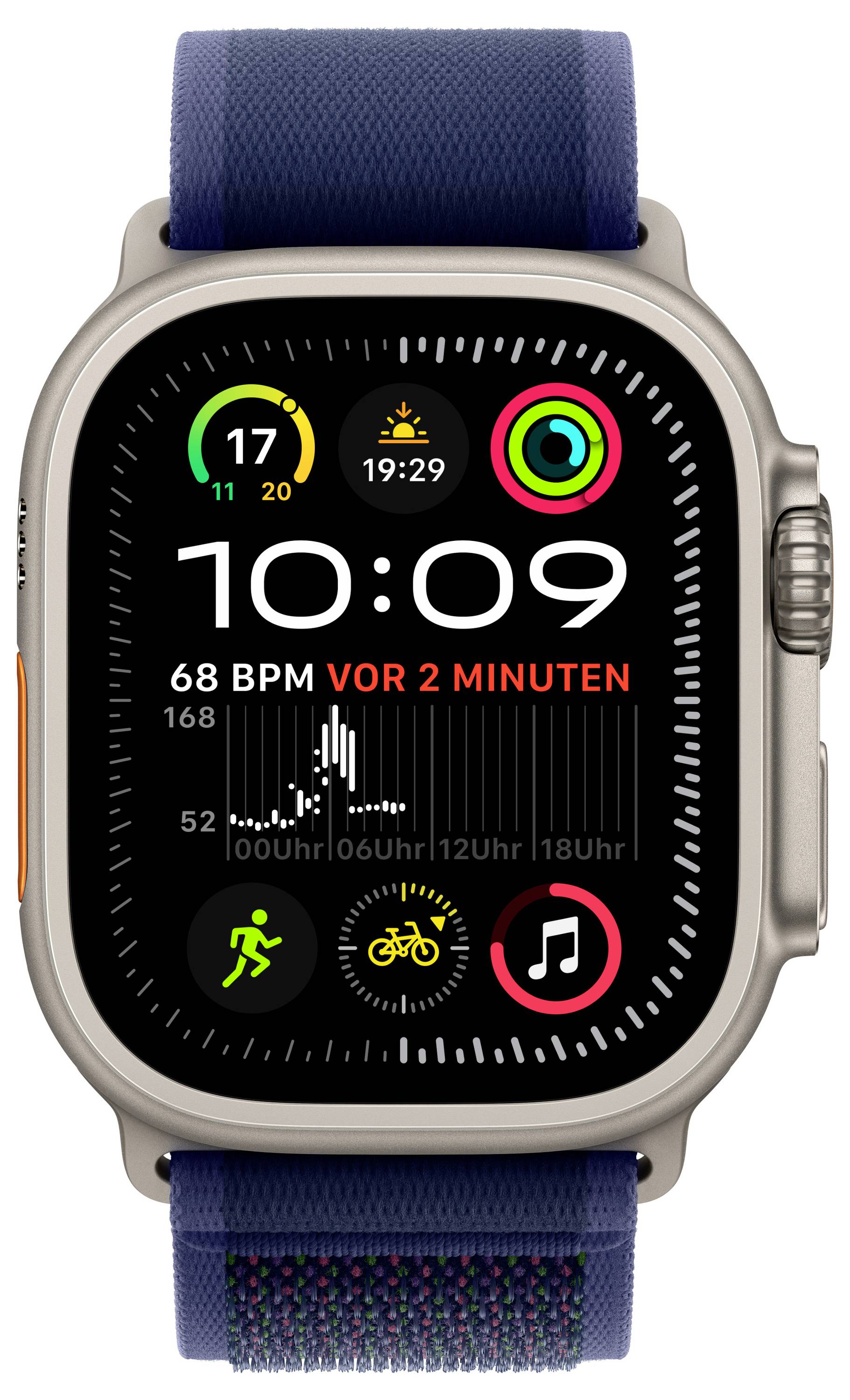 Apple Watch Ultra 2 (2024) GPS + Cellular 49 mm Titangehäuse Trail Loop Blau M/L
