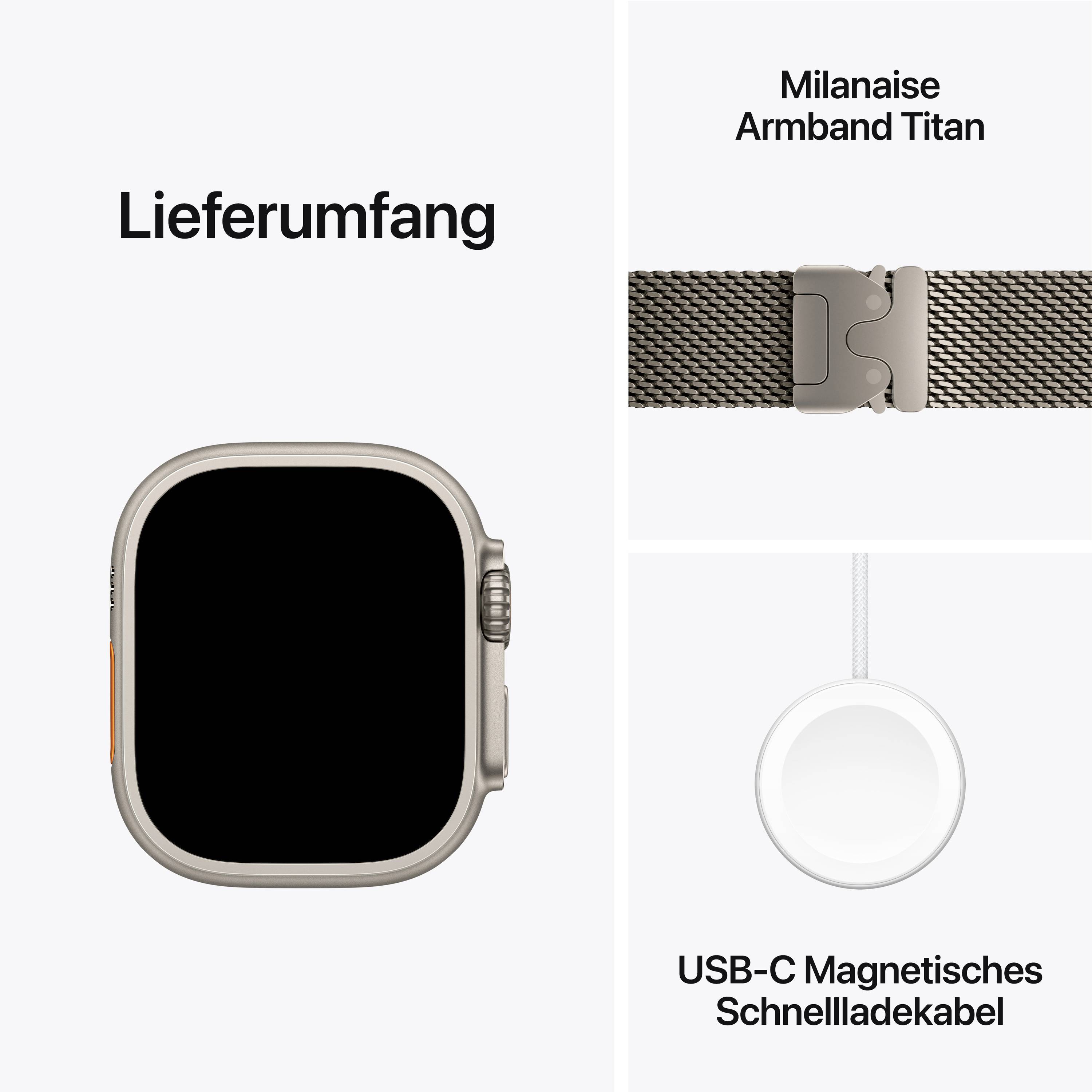 Apple Watch Ultra 2 (2024) GPS + Cellular 49mm Titangehäuse Milanaisearmband Natur M