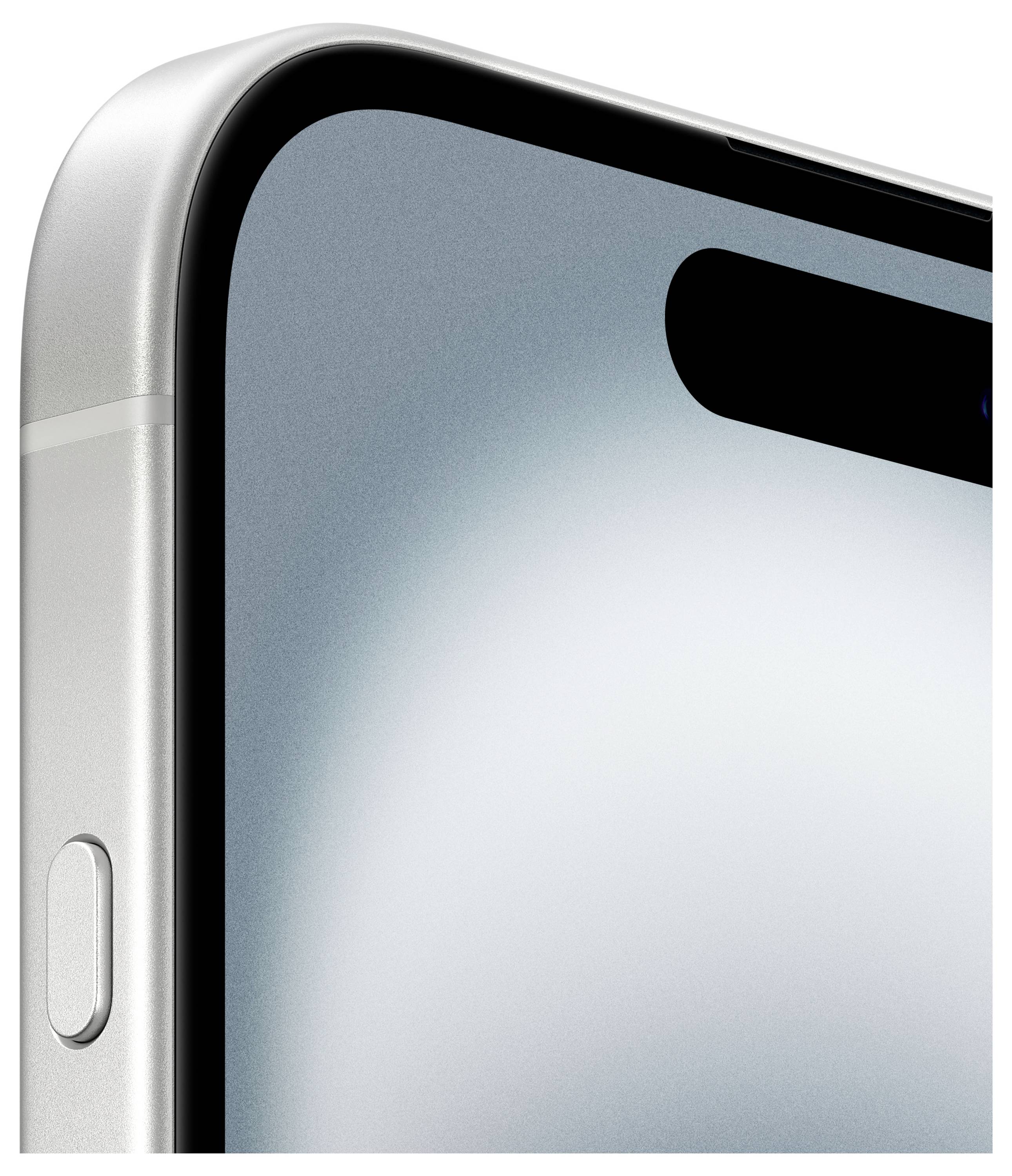 Ein silbernes Smartphone mit abgerundeten Ecken und einem seitlichen Knopf. Das Display zeigt einen dezenten Farbverlauf.