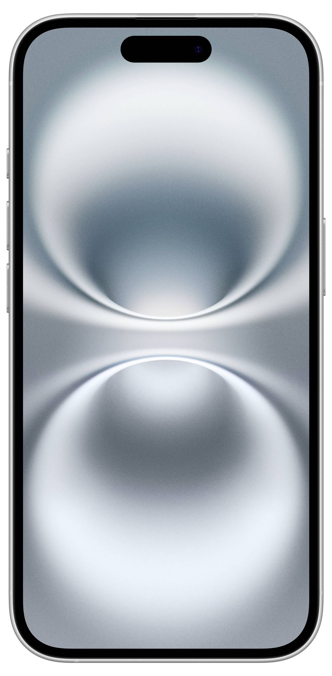 Smartphone mit grauem Bildschirmhintergrund und verschwommenen, kreisförmigen Mustern.